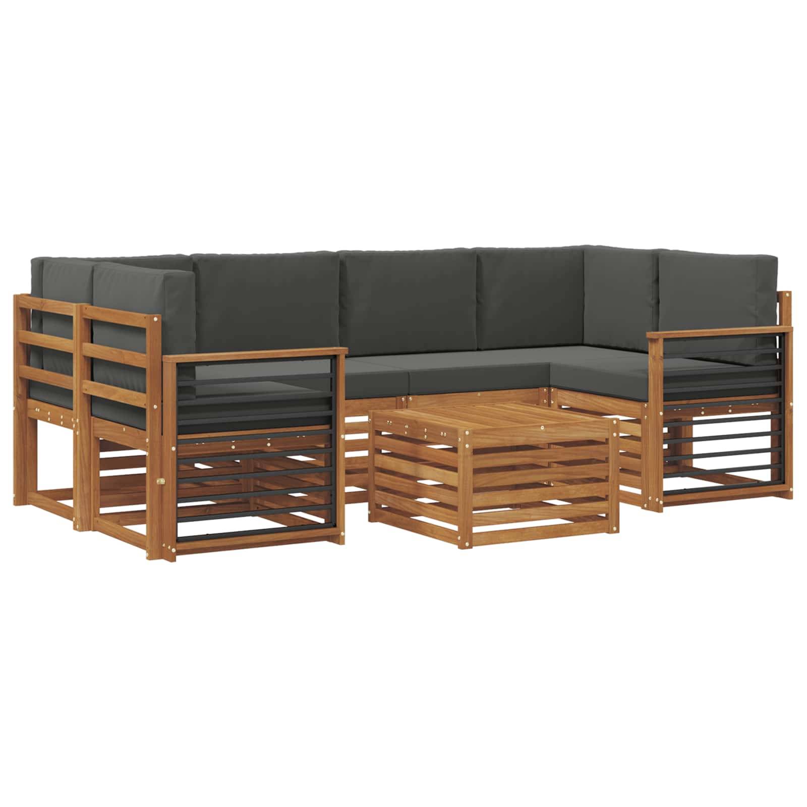 vidaXL Outdoor-Sofagarnitur mit Kissen 7 pcs Natur und Anthrazit