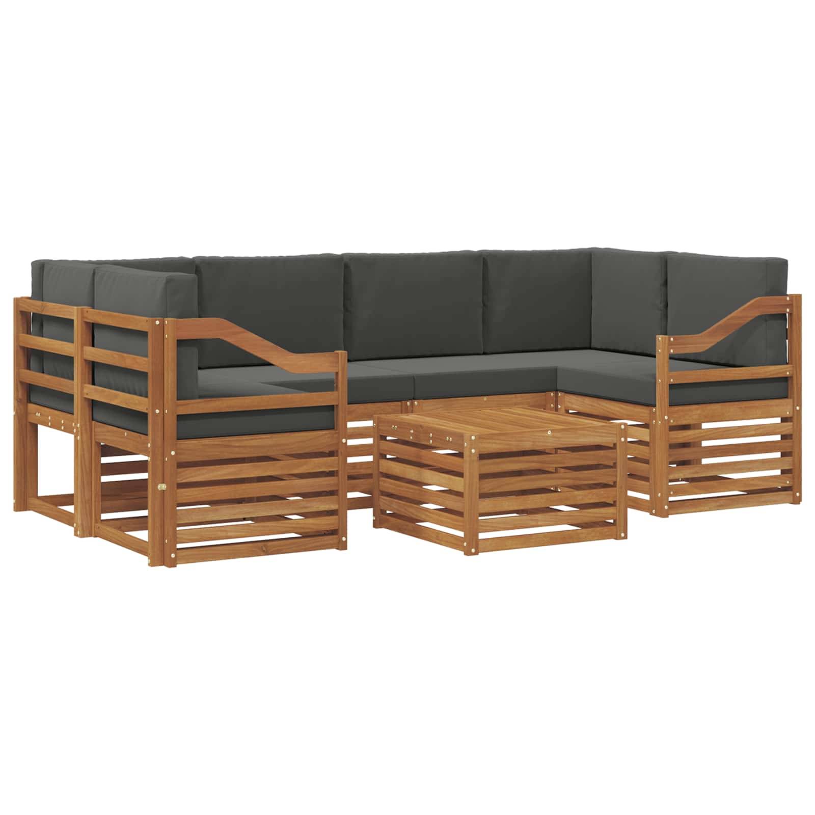 vidaXL Outdoor-Sofagarnitur mit Kissen 7 pcs Natur und Anthrazit