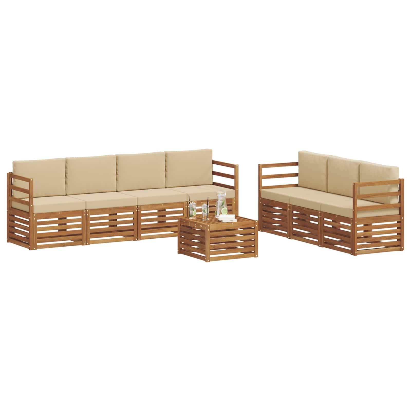 vidaXL Sofagarnituren 8 pcs Natur und Beige Massivholz Akazie