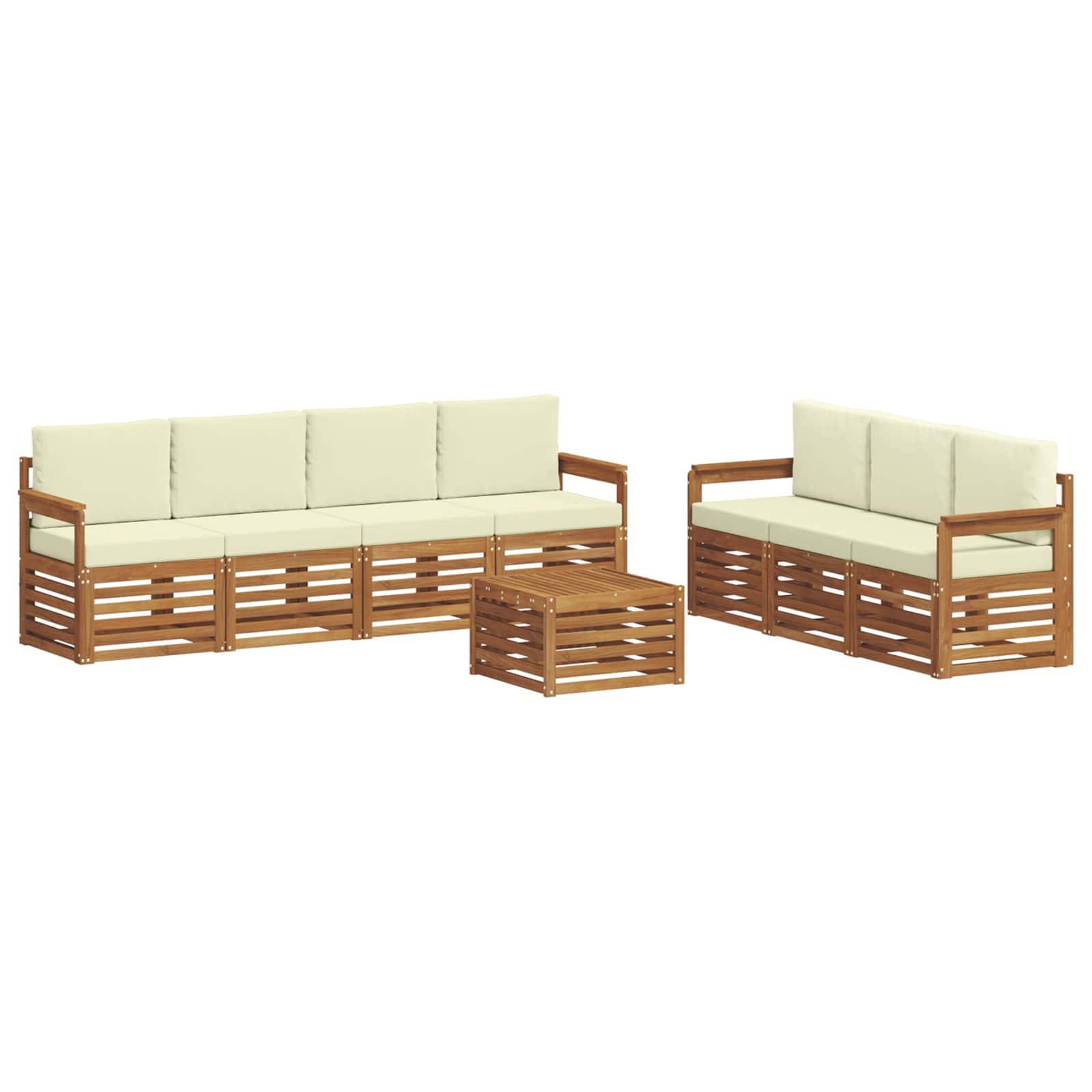 vidaXL Sofagarnituren 8 pcs Natur und Creme Massivholz Akazie