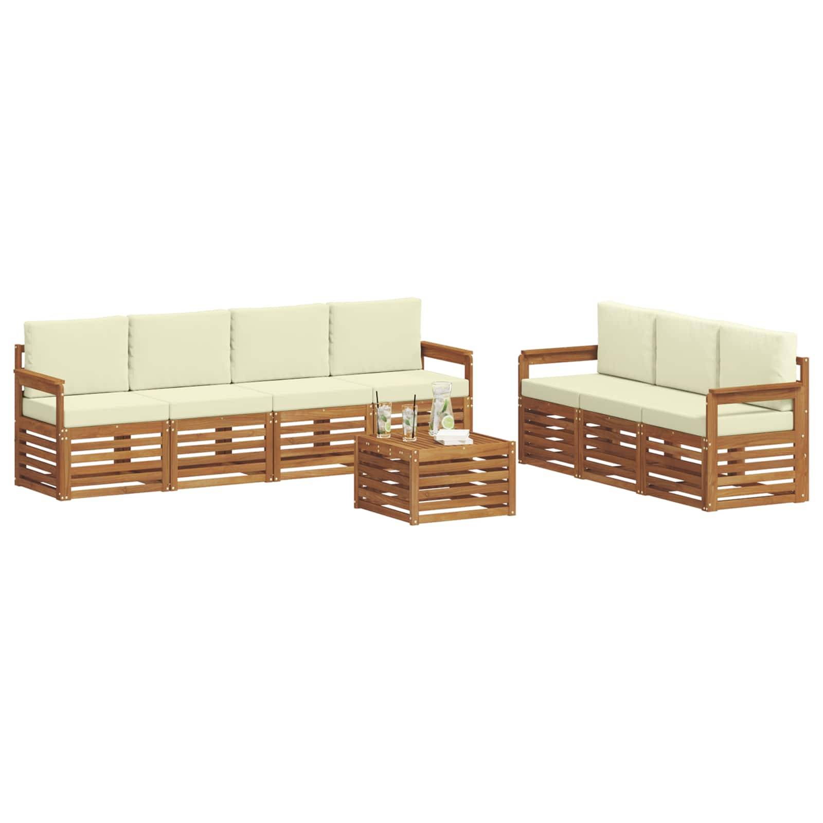 vidaXL Sofagarnituren 8 pcs Natur und Creme Massivholz Akazie