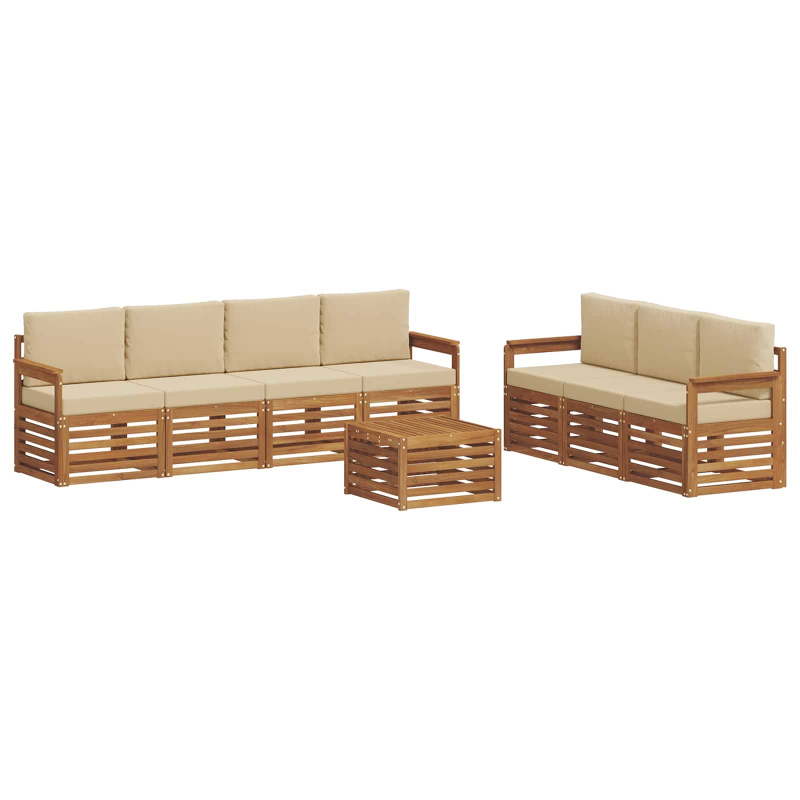 vidaXL Sofagarnituren 8 pcs Natur und Beige Massivholz Akazie