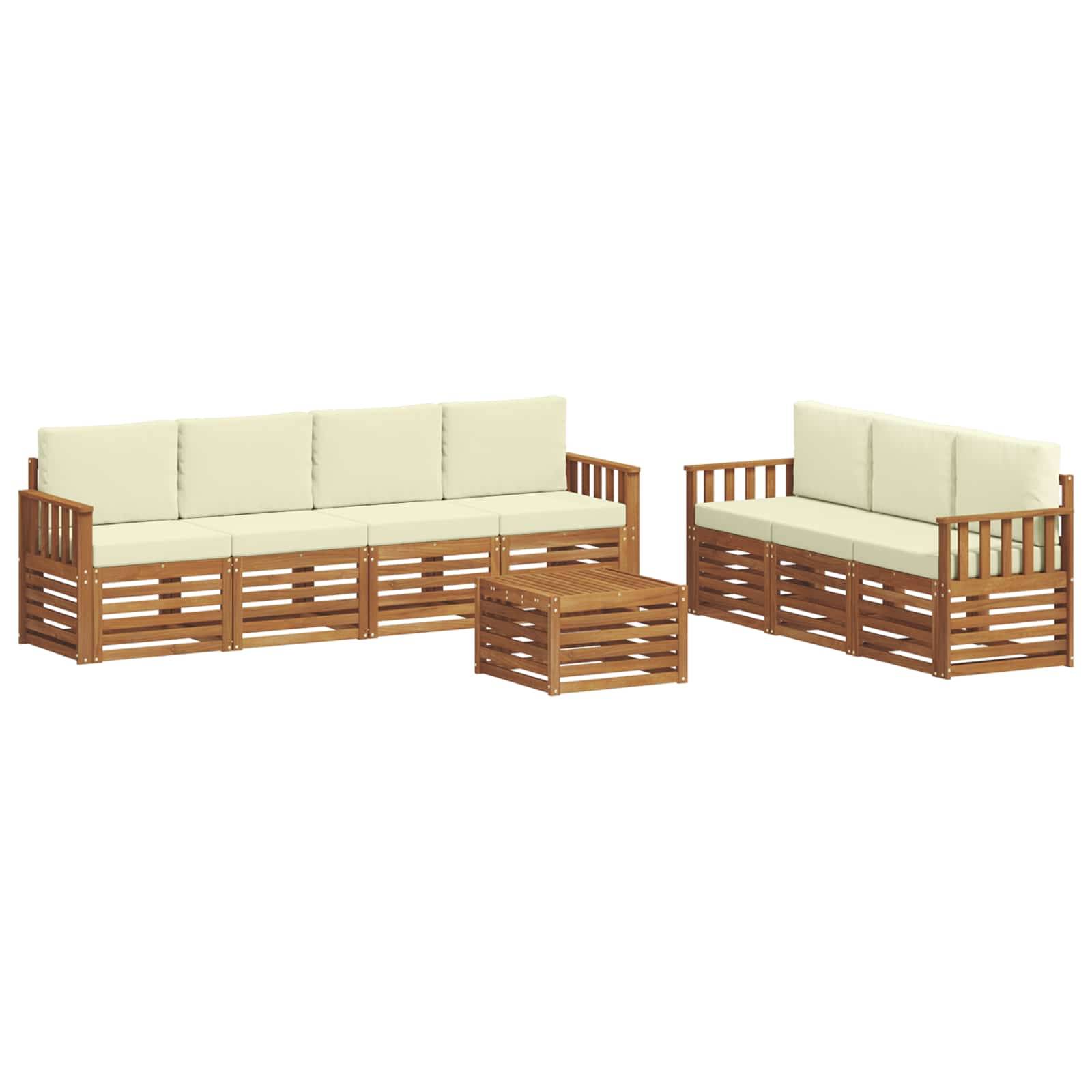 vidaXL Sofagarnituren 8 pcs Natur und Creme Massivholz Akazie