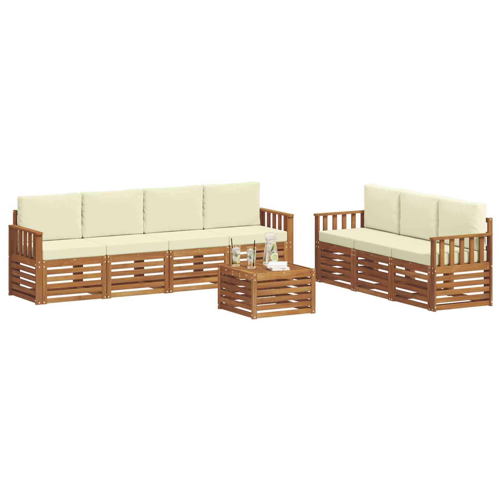vidaXL Sofagarnituren 8 pcs Natur und Creme Massivholz Akazie