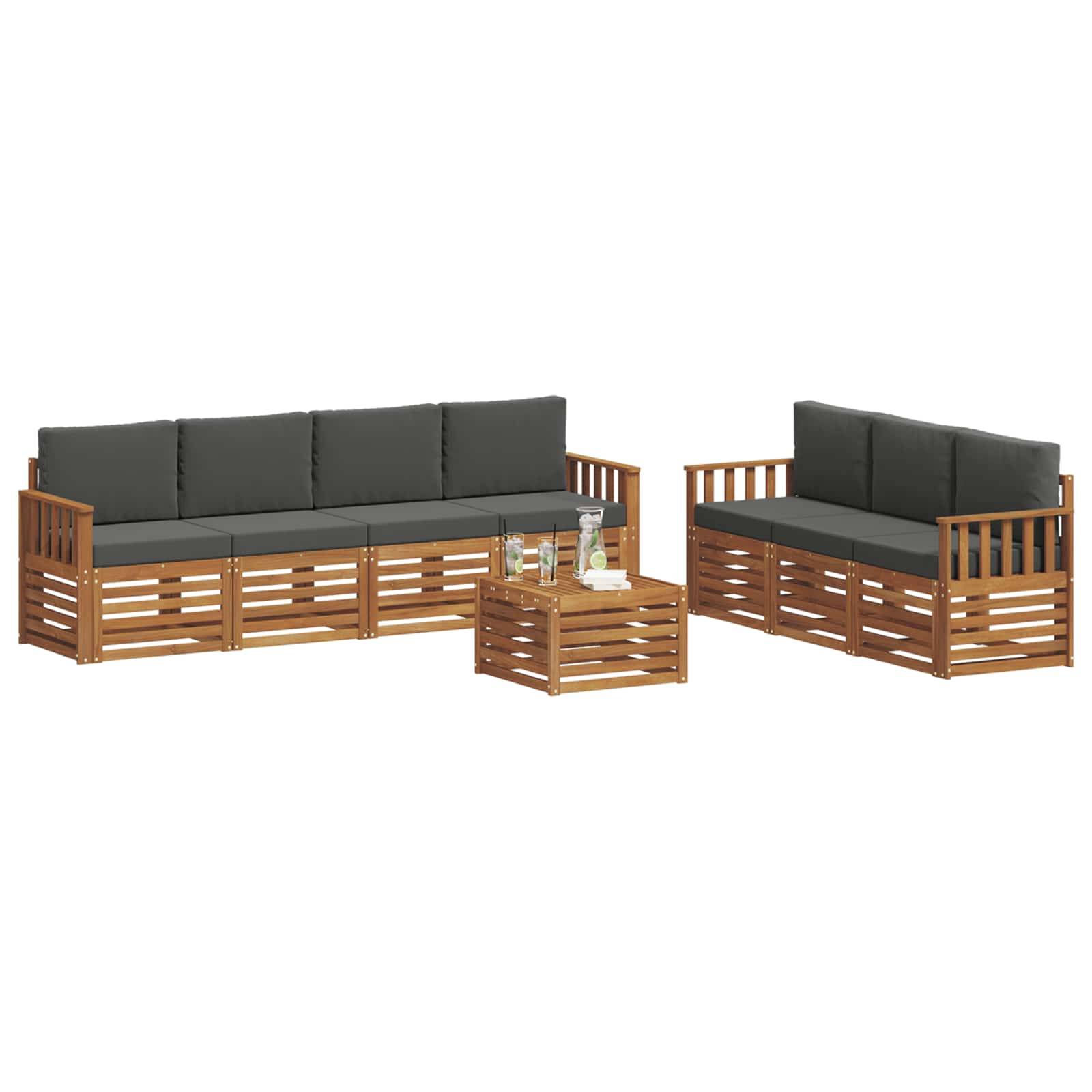 vidaXL Sofagarnituren 8 pcs Natur und Anthrazit Massivholz Akazie