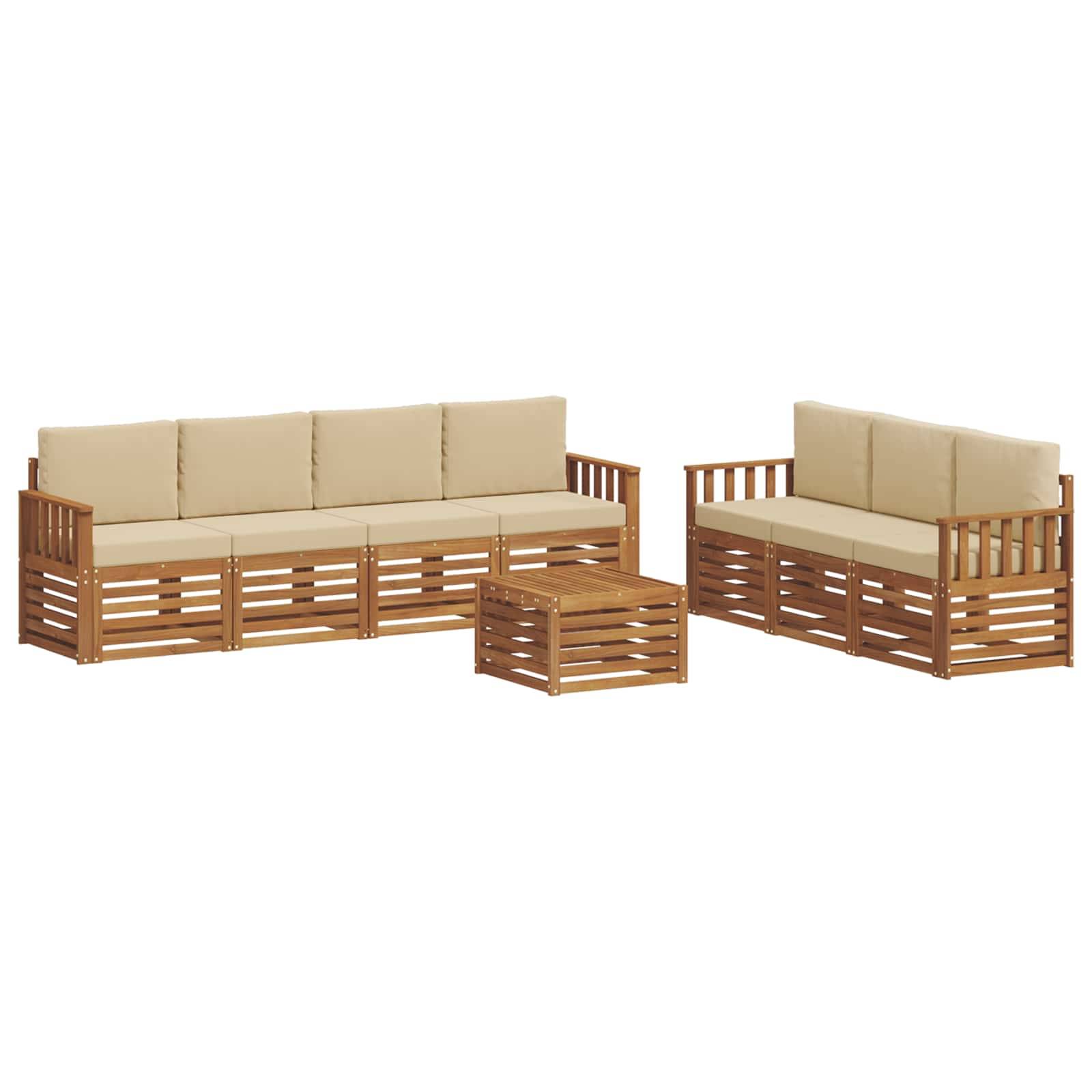 vidaXL Sofagarnituren 8 pcs Natur und Beige Massivholz Akazie