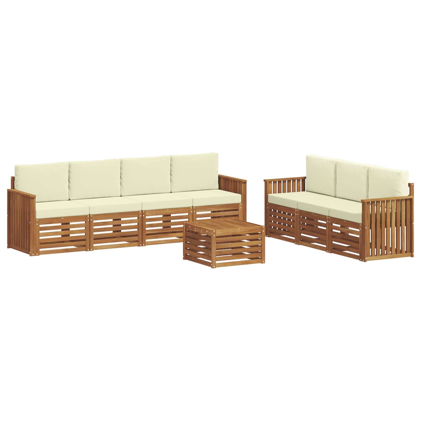 vidaXL Sofagarnituren 8 pcs Natur und Creme Massivholz Akazie