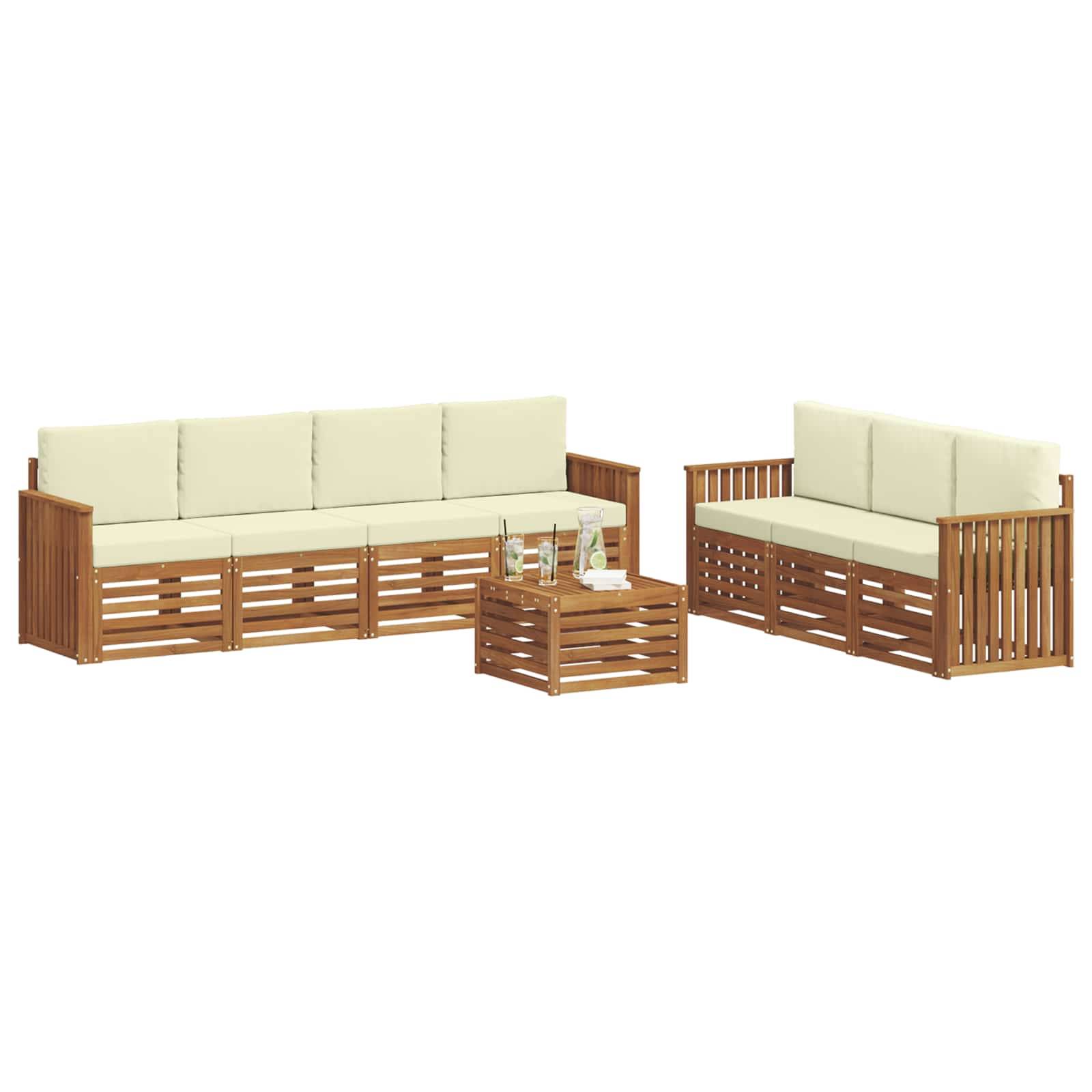 vidaXL Sofagarnituren 8 pcs Natur und Creme Massivholz Akazie