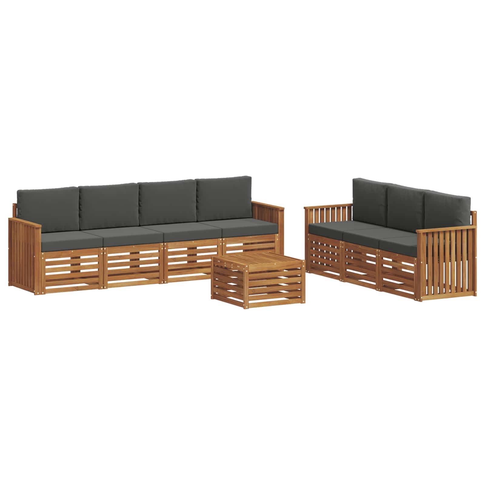 vidaXL Sofagarnituren 8 pcs Natur und Anthrazit Massivholz Akazie