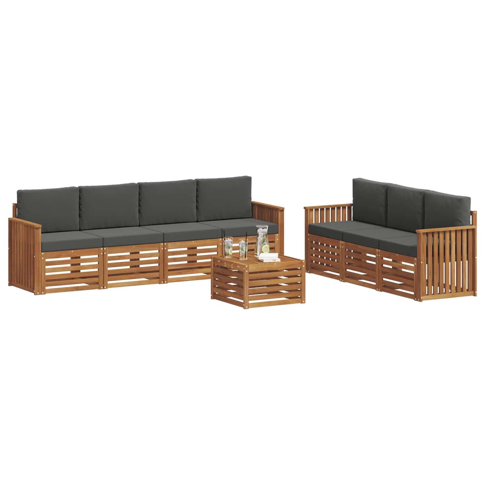 vidaXL Sofagarnituren 8 pcs Natur und Anthrazit Massivholz Akazie