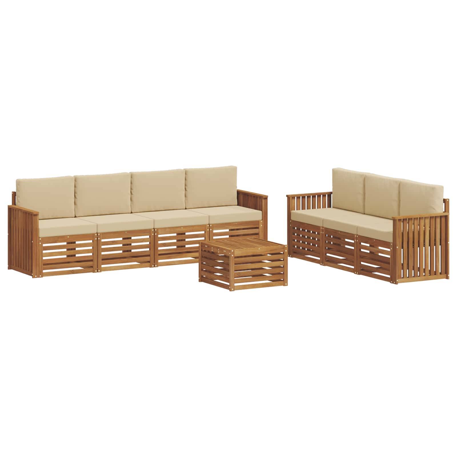 vidaXL Sofagarnituren 8 pcs Natur und Beige Massivholz Akazie
