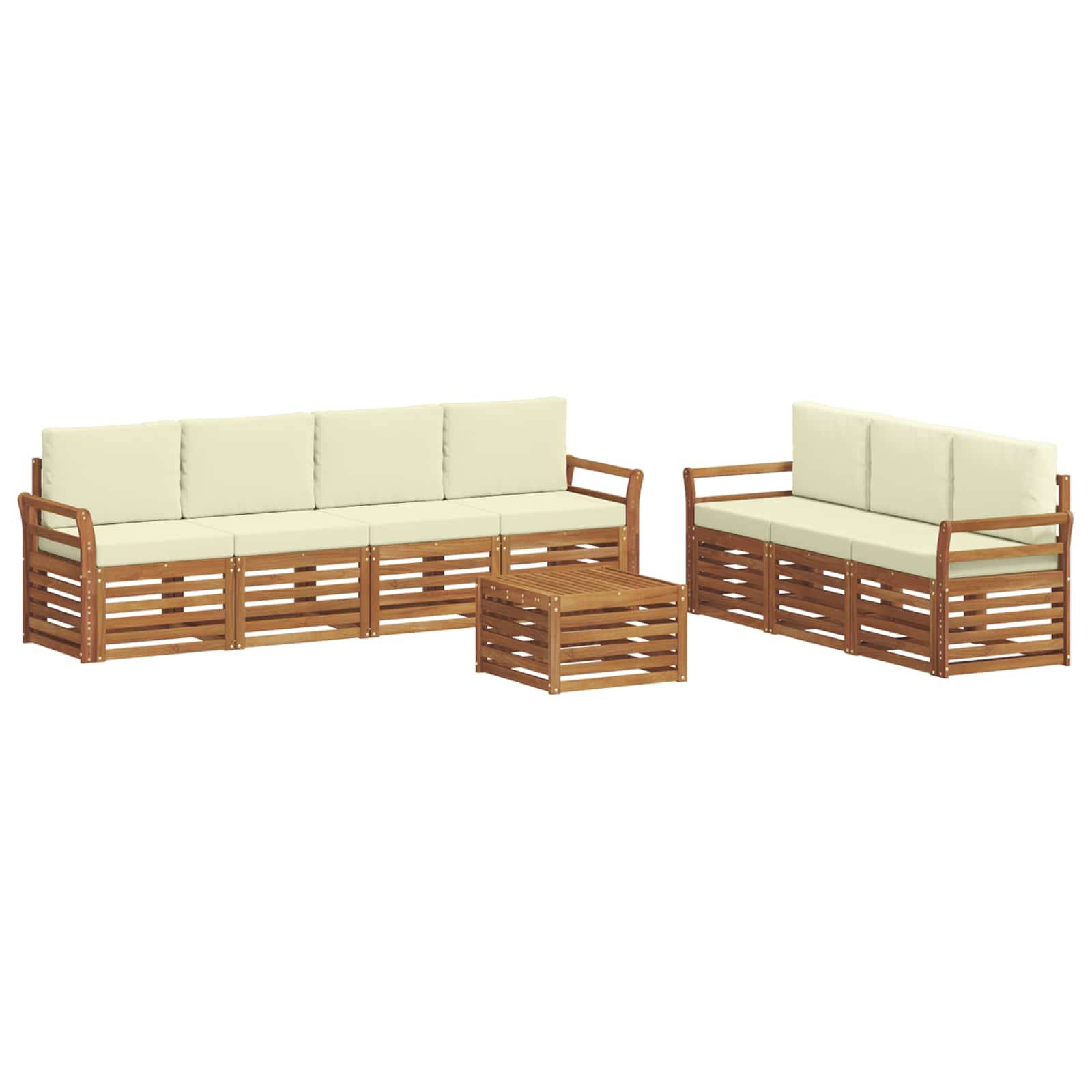 vidaXL Sofagarnituren 8 pcs Natur und Creme Massivholz Akazie