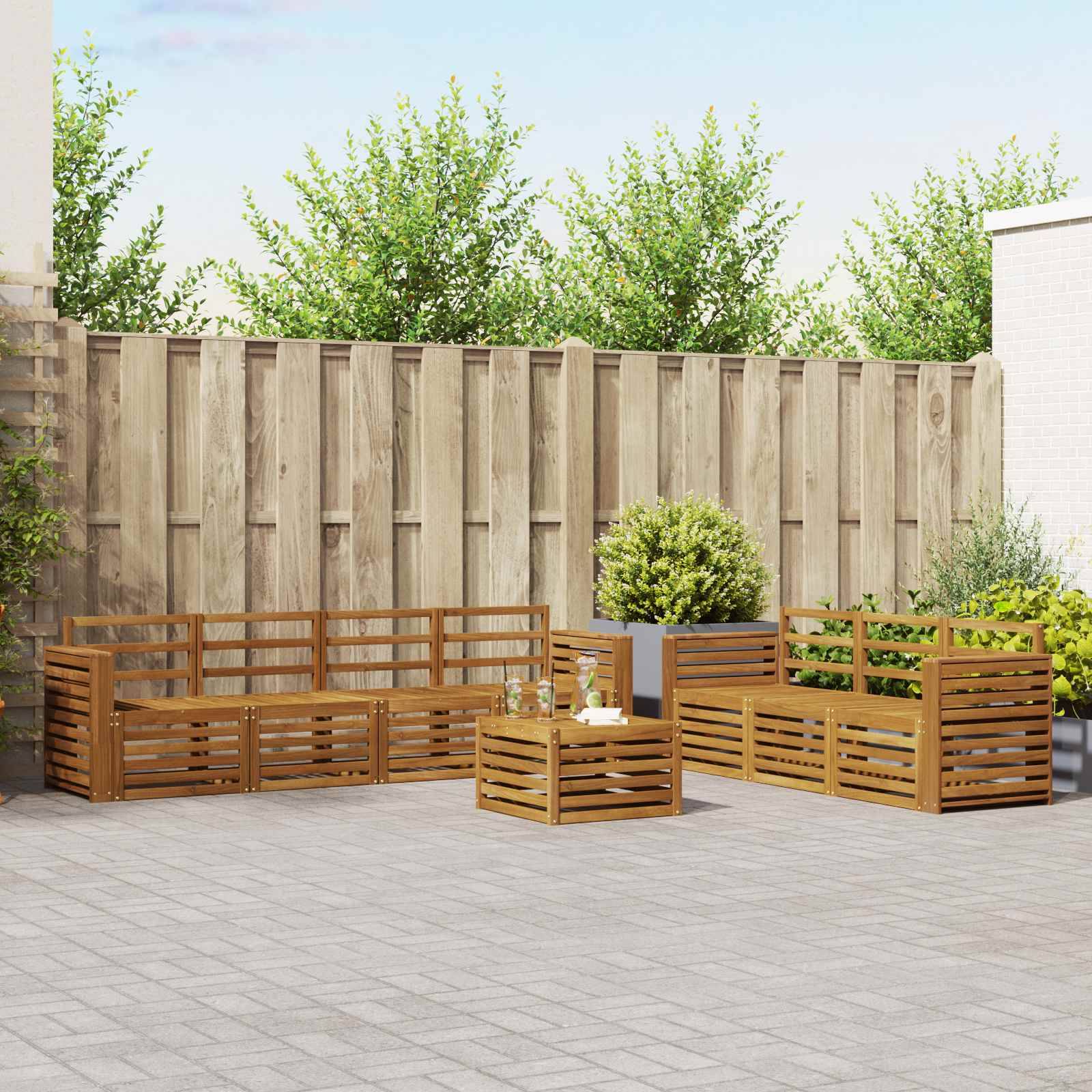 vidaXL Sofagarnituren 8 pcs Natur Massivholz Akazie