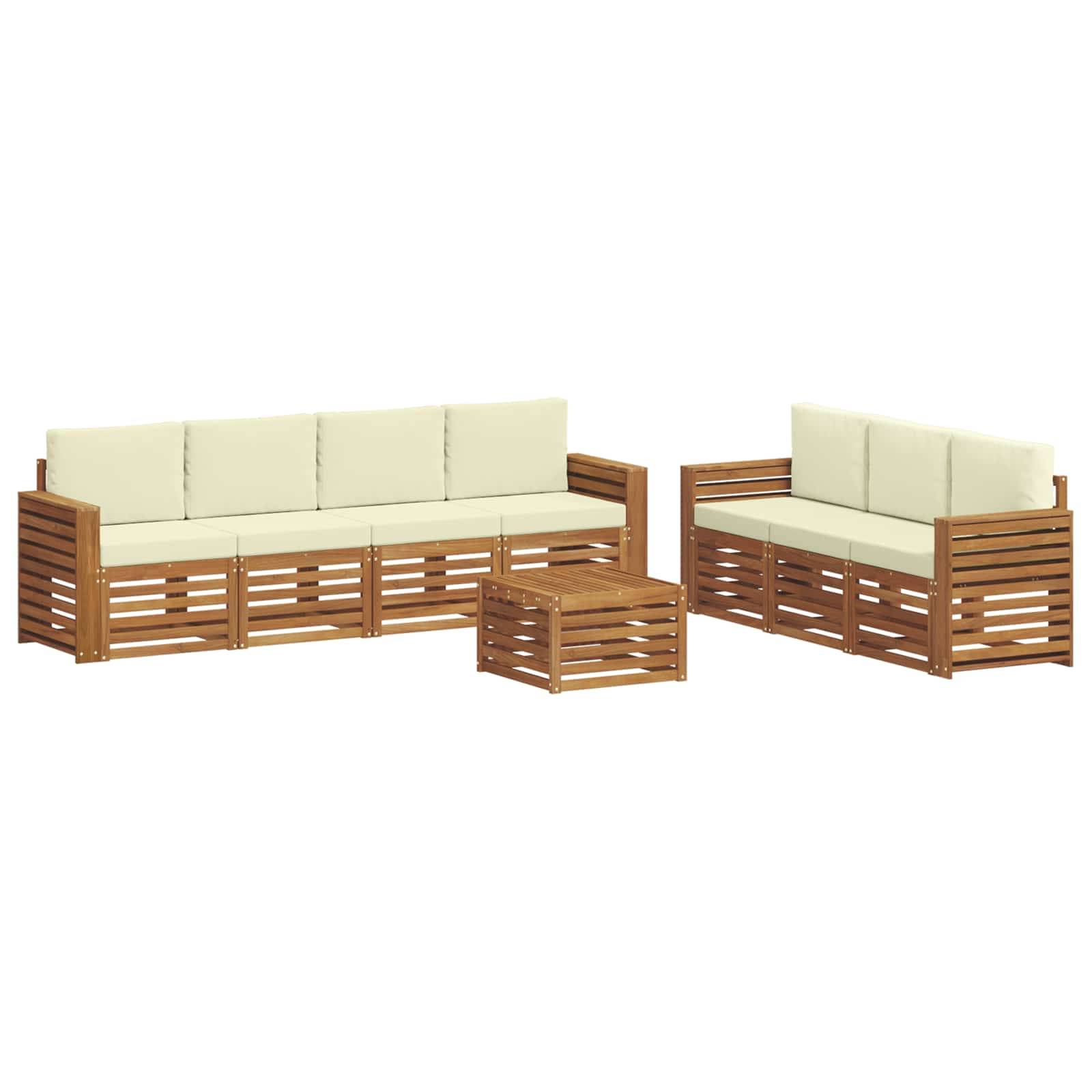 vidaXL Sofagarnituren 8 pcs Natur und Creme Massivholz Akazie