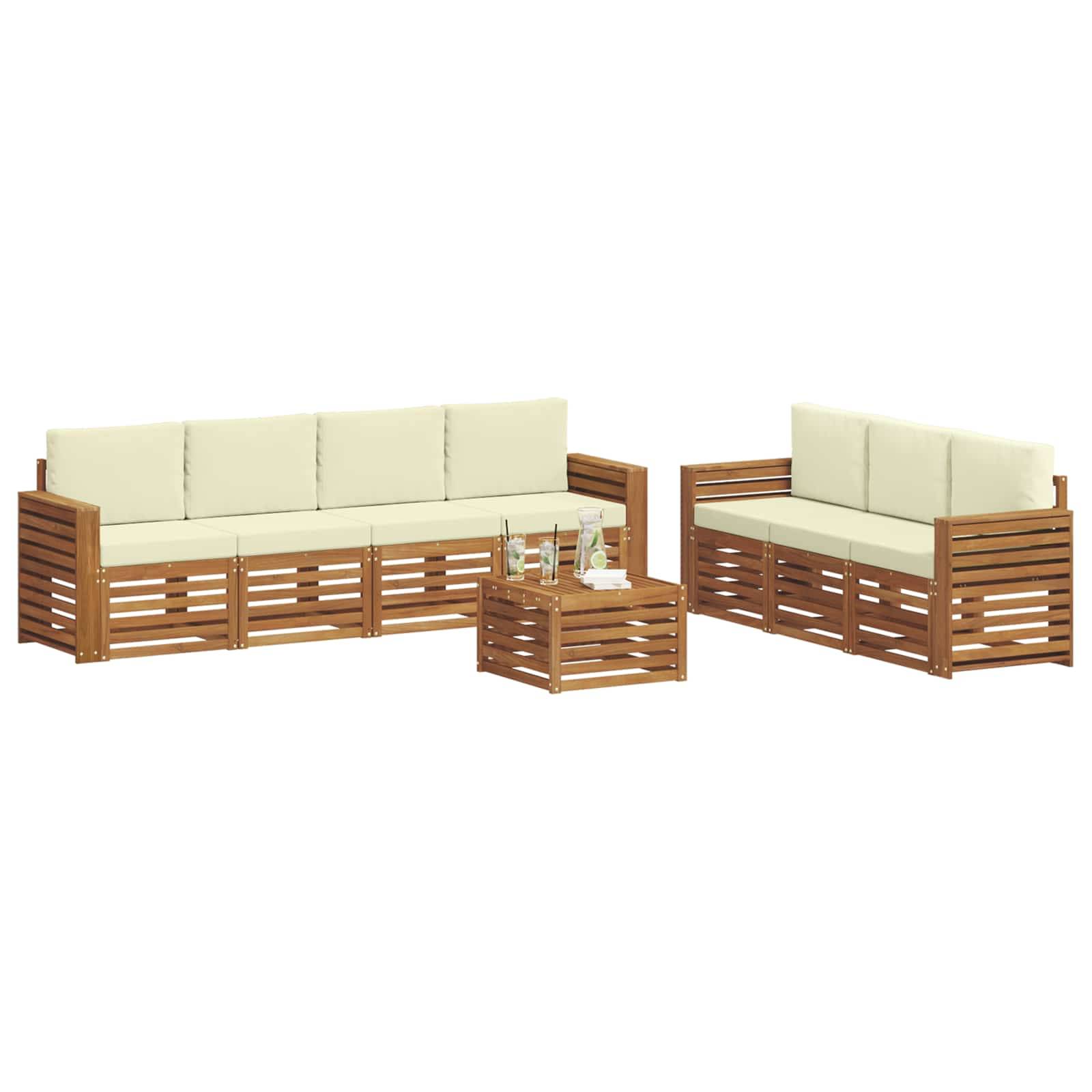 vidaXL Sofagarnituren 8 pcs Natur und Creme Massivholz Akazie