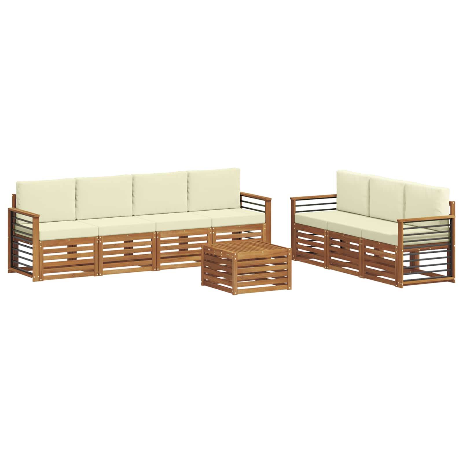 vidaXL Sofagarnituren 8 pcs Natur und Creme Massivholz Akazie