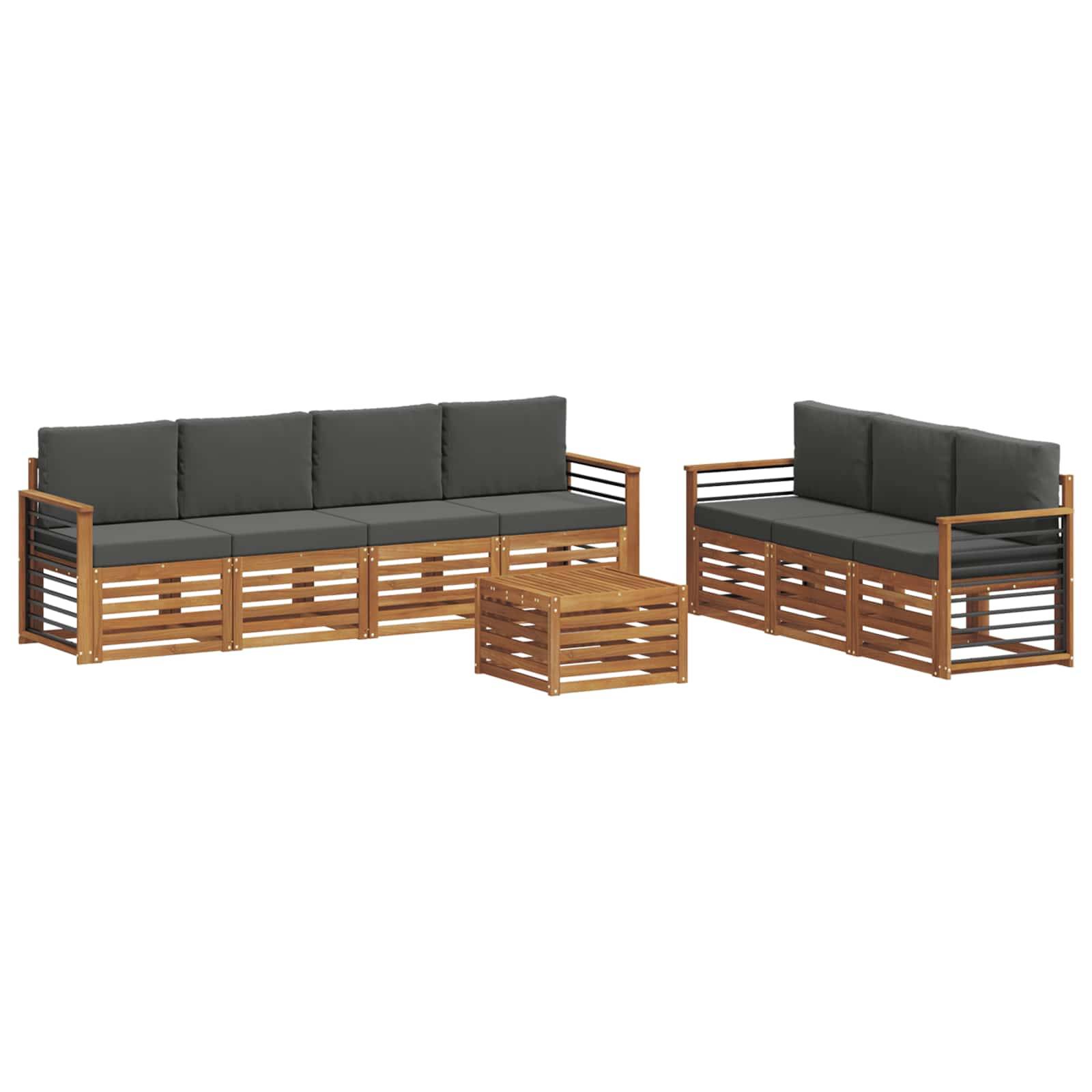 vidaXL Sofagarnituren 8 pcs Natur und Anthrazit Massivholz Akazie