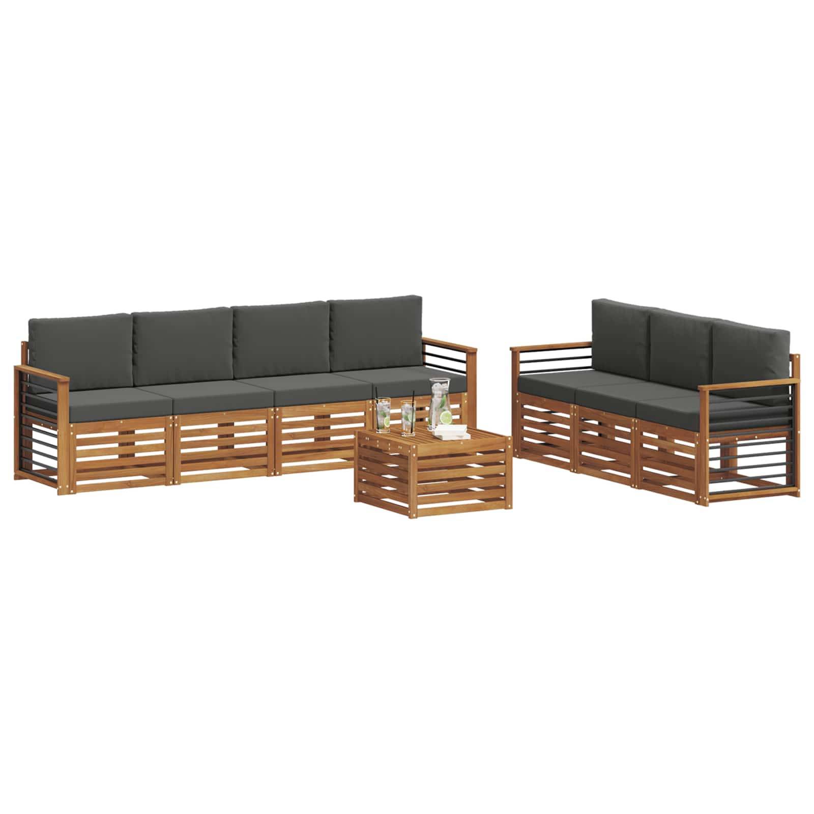 vidaXL Sofagarnituren 8 pcs Natur und Anthrazit Massivholz Akazie