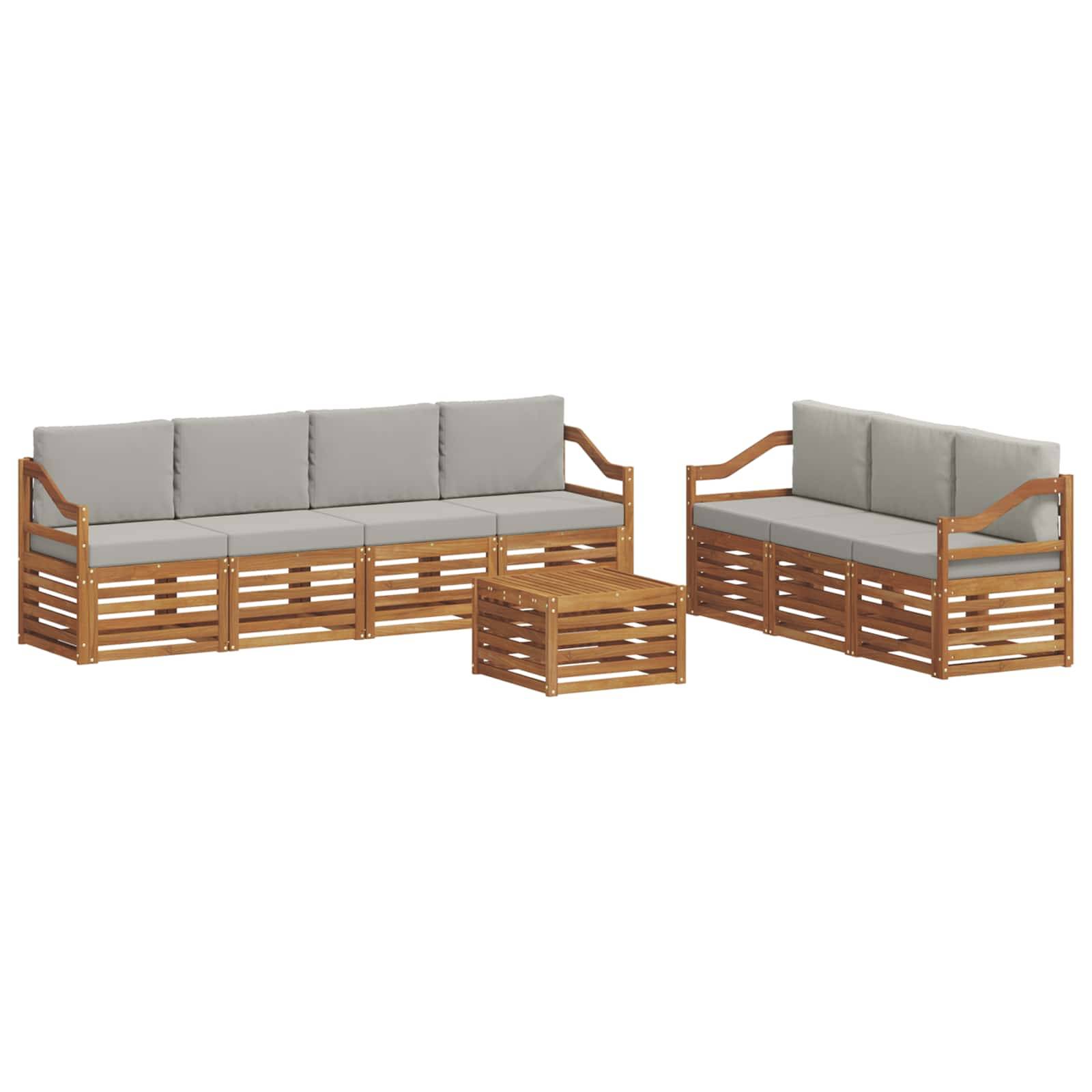 vidaXL Sofagarnituren 8 pcs Natürlich und Hellgrau Massivholz Akazie