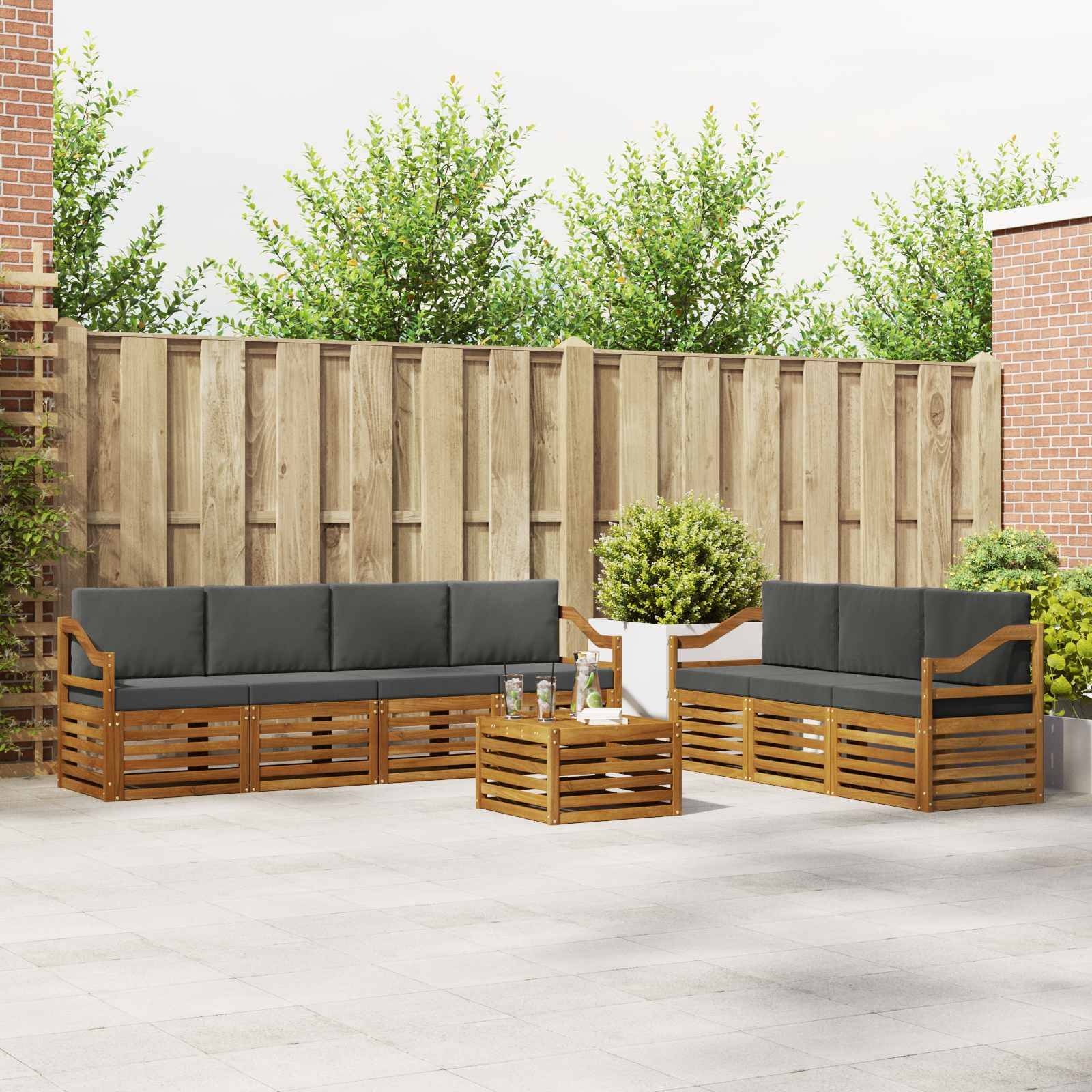 vidaXL Sofagarnituren 8 pcs Natur und Anthrazit Massivholz Akazie