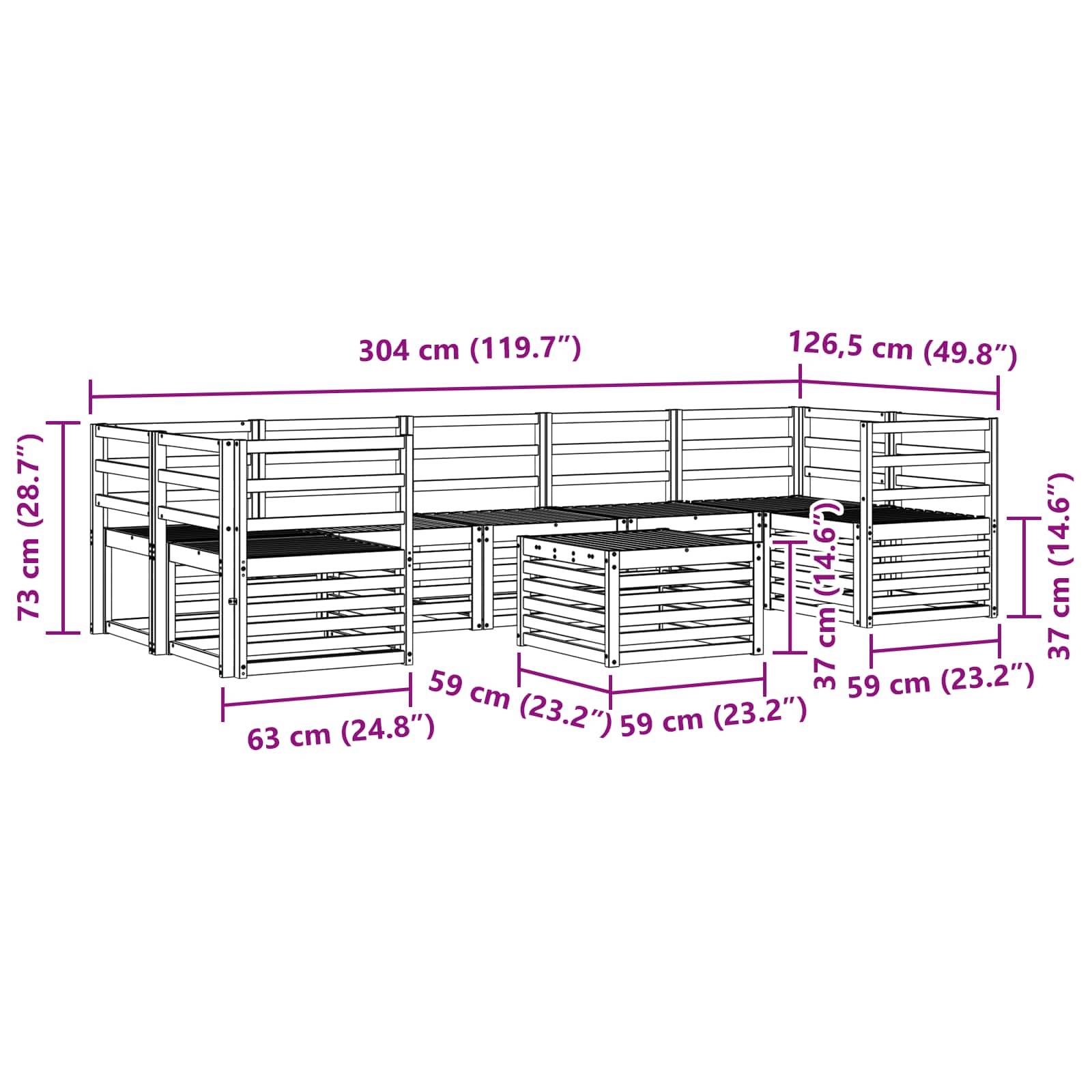 vidaXL Sofagarnituren 8 pcs Natur Massivholz Akazie