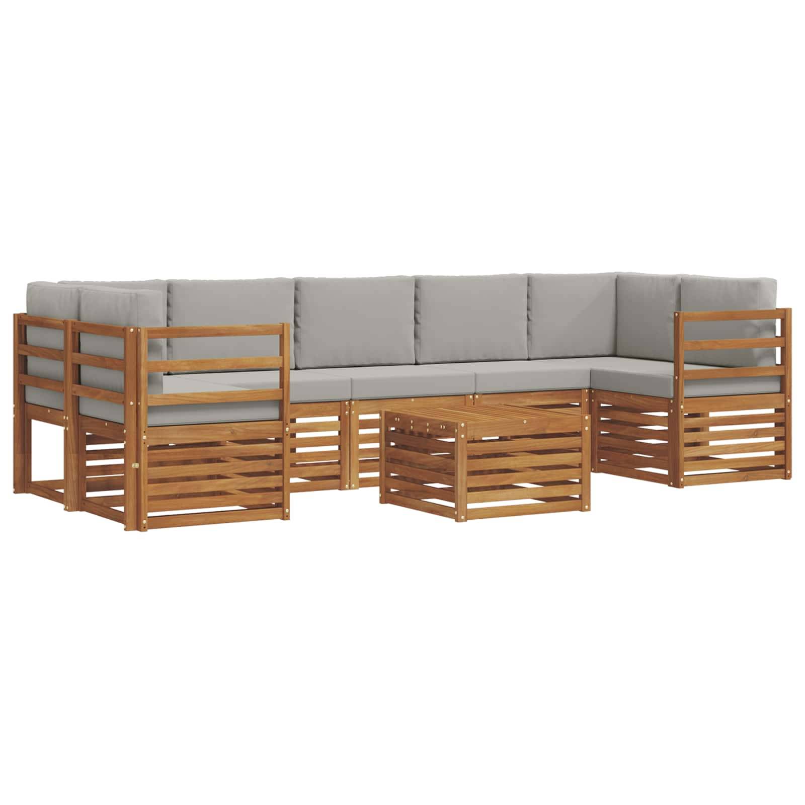 vidaXL Outdoor-Sofagarnitur mit Kissen 8 pcs Natürlich und Hellgrau