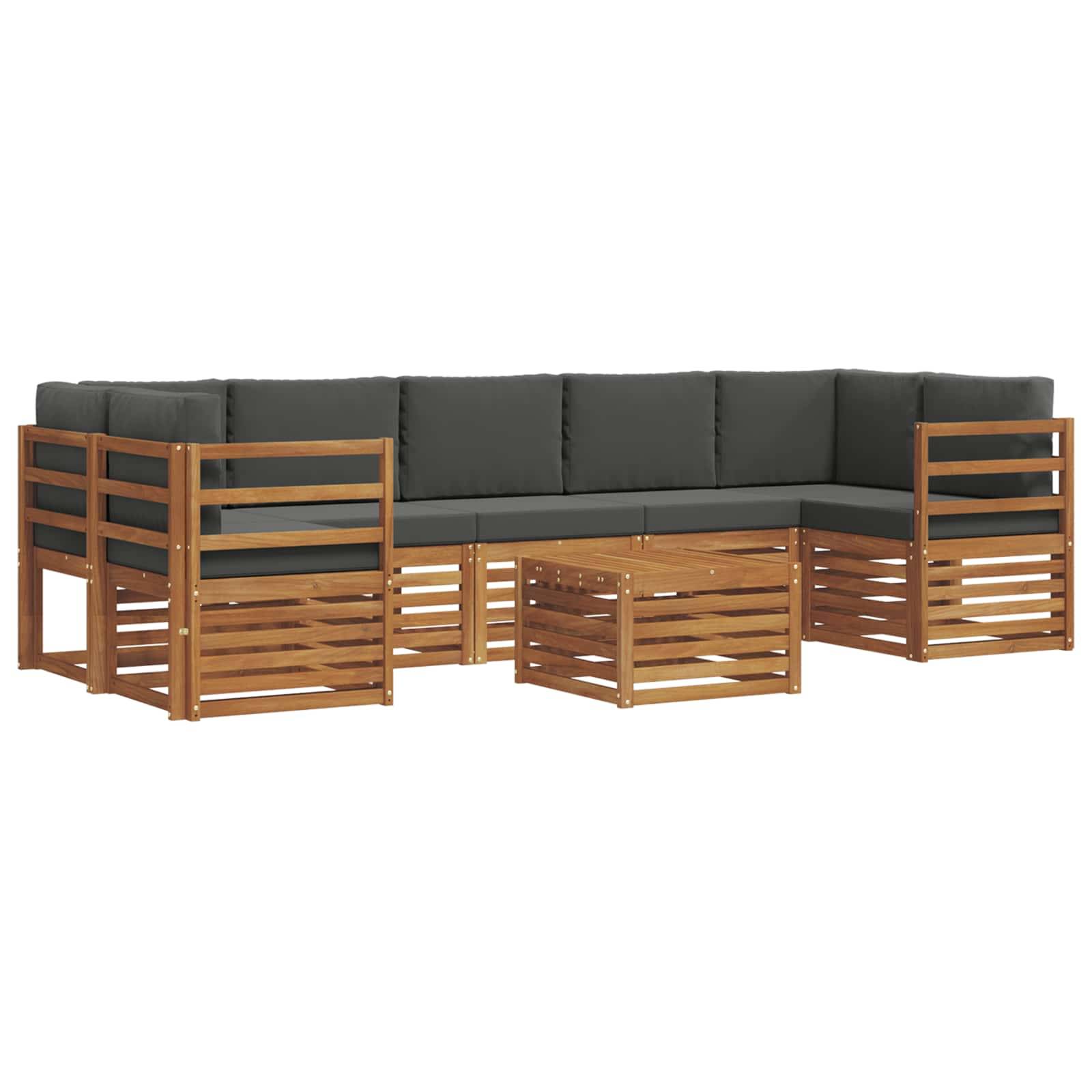 vidaXL Outdoor-Sofagarnitur mit Kissen 8 pcs Natur und Anthrazit