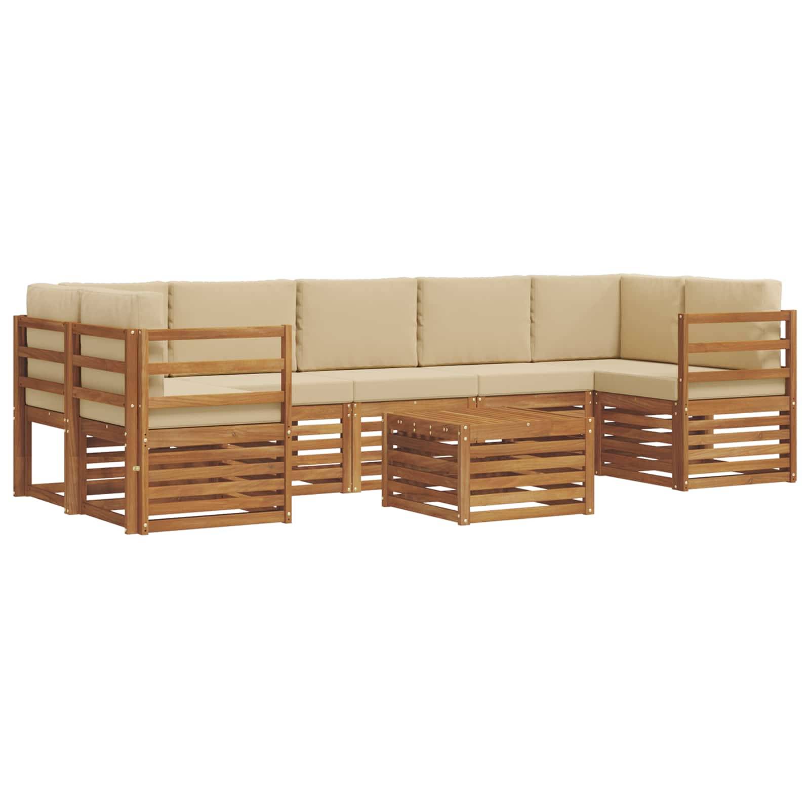 vidaXL Outdoor-Sofagarnitur 8 pcs Natur und Beige Massivholz Akazie