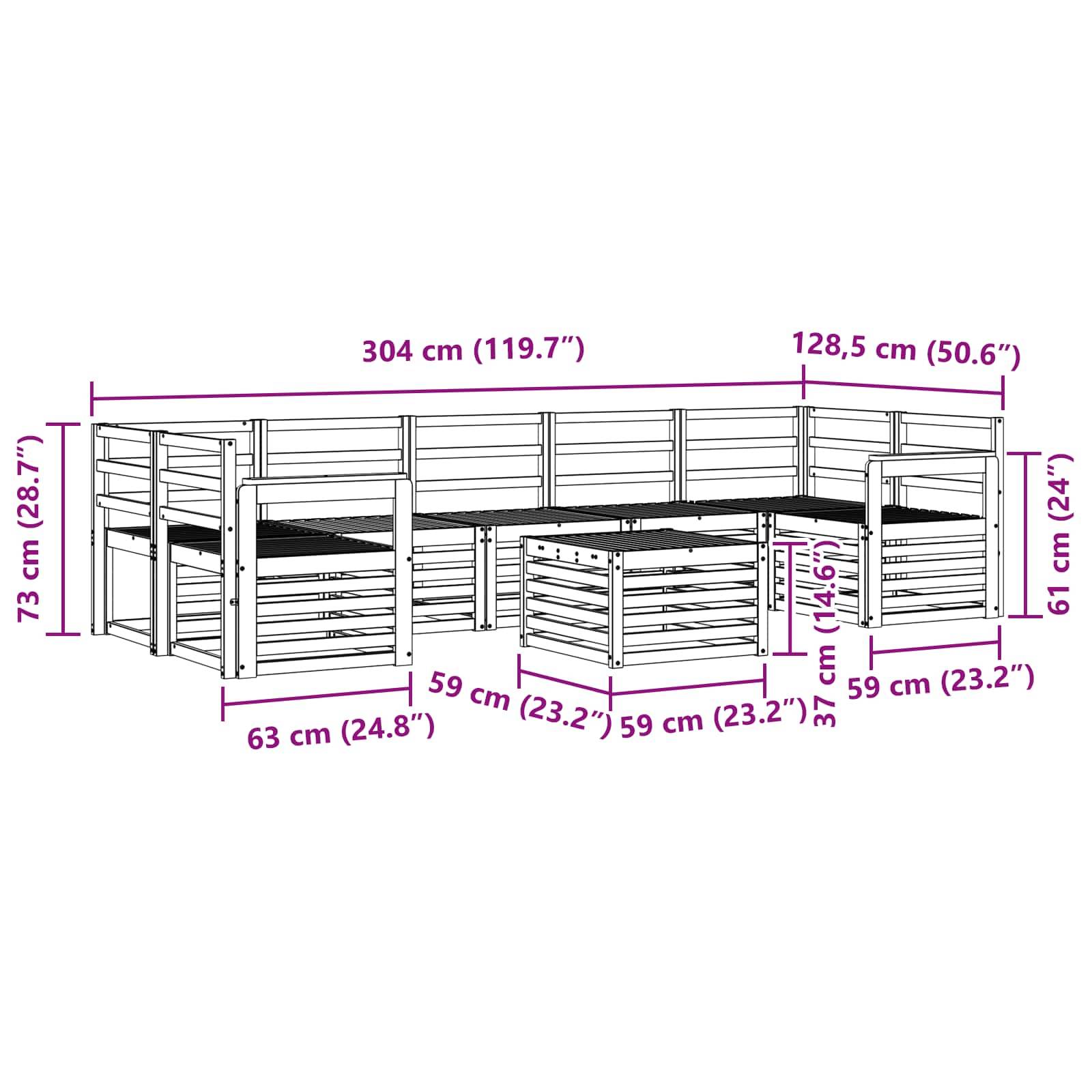 vidaXL Outdoor-Sofagarnitur 8 pcs Weiß Massivholz Akazie