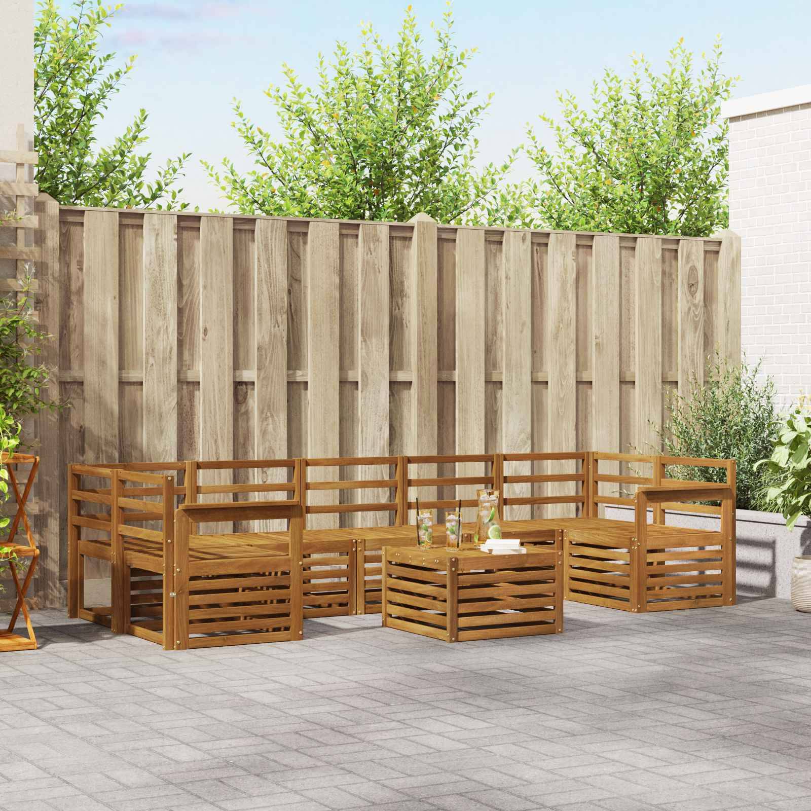 vidaXL Sofagarnituren 8 pcs Natur Massivholz Akazie