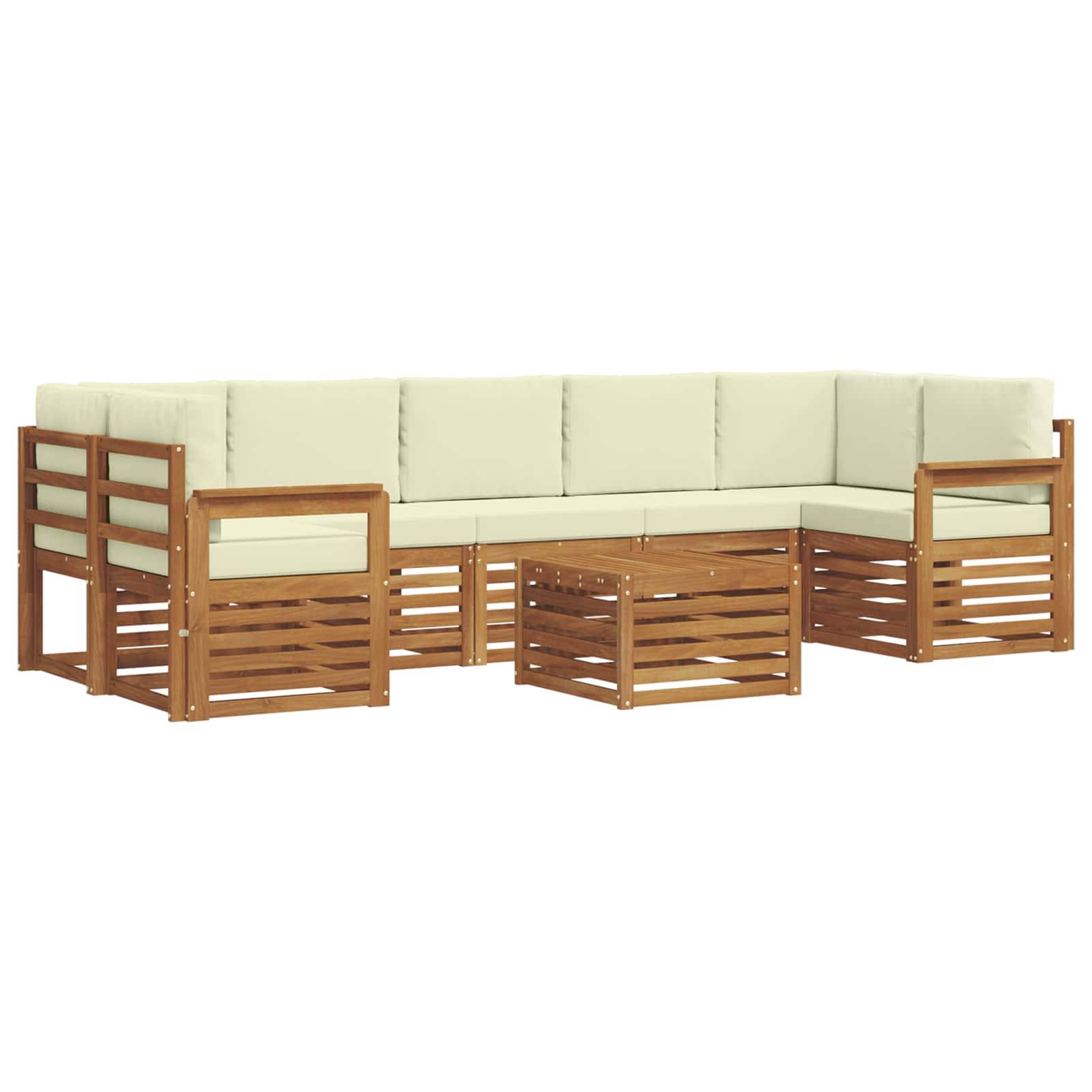 vidaXL Outdoor-Sofagarnitur 8 pcs Natur und Creme Massivholz Akazie