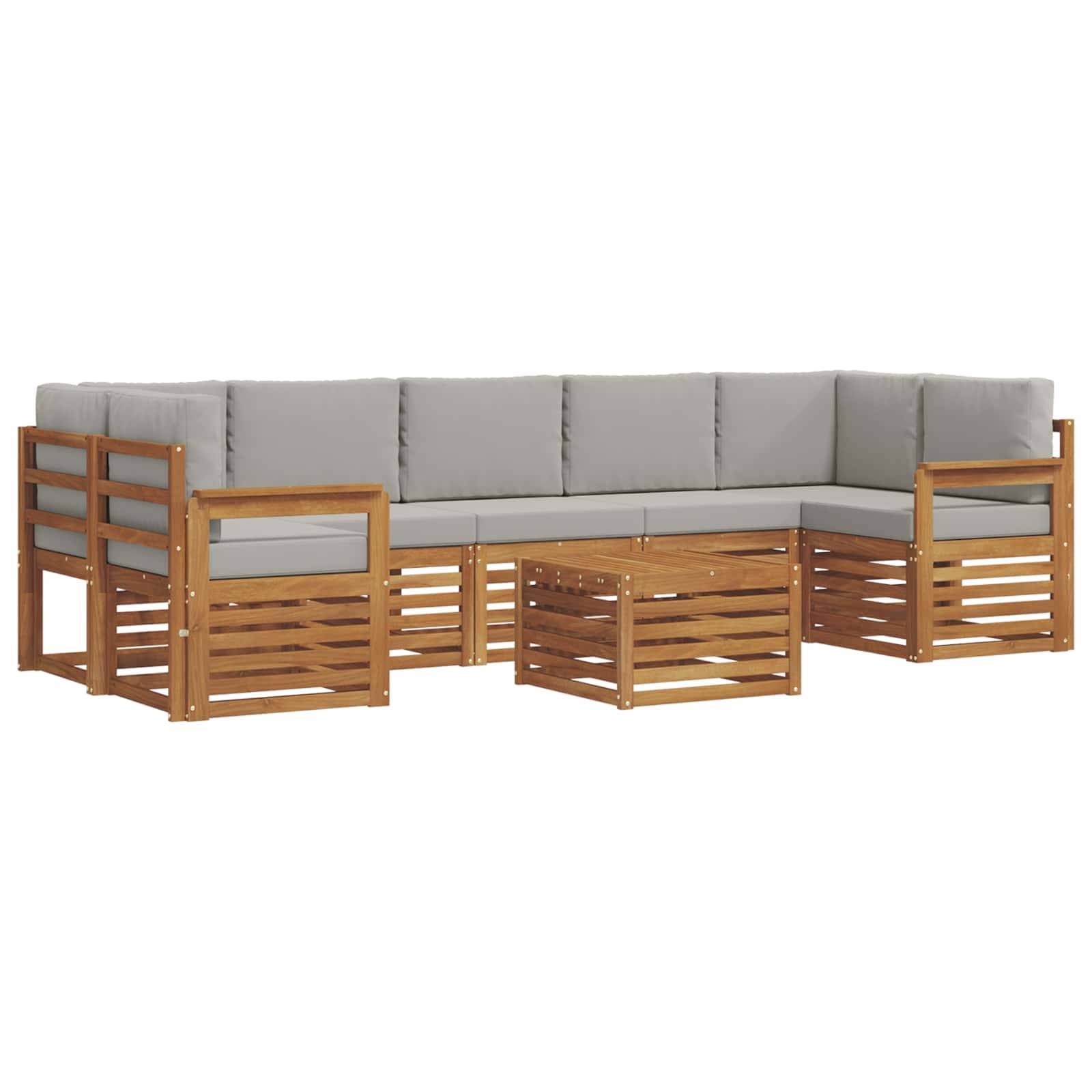 vidaXL Outdoor-Sofagarnitur mit Kissen 8 pcs Natürlich und Hellgrau