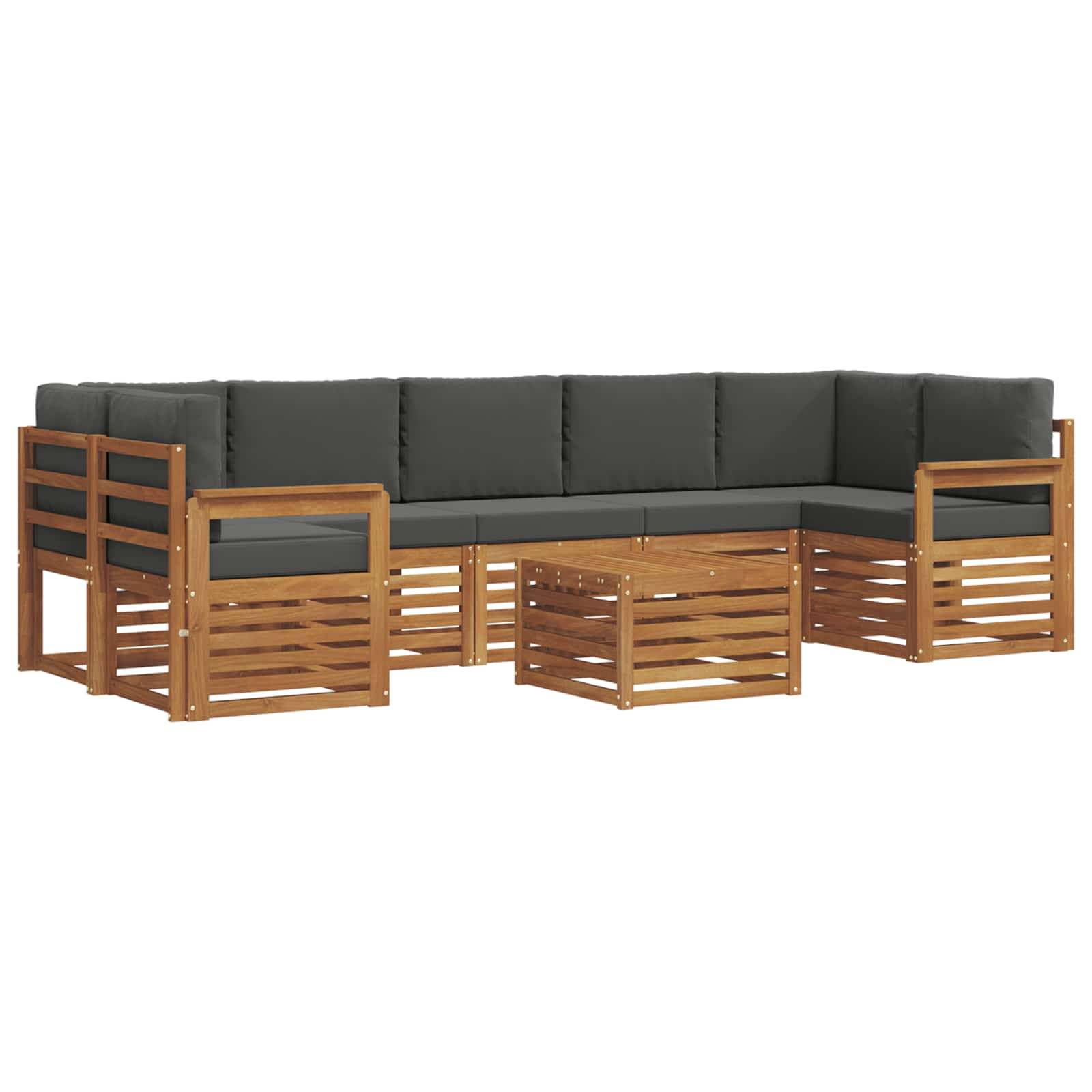 vidaXL Outdoor-Sofagarnitur mit Kissen 8 pcs Natur und Anthrazit
