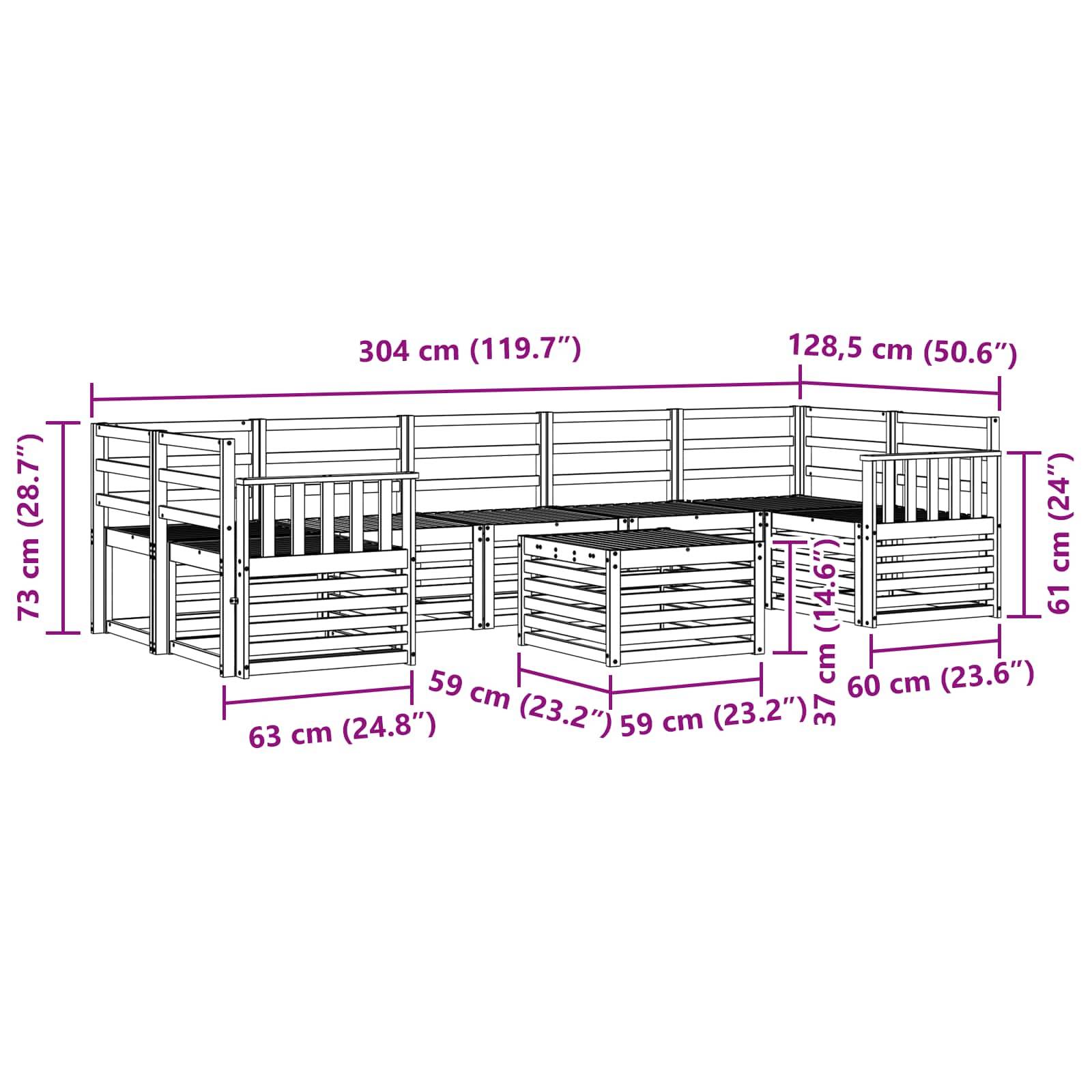 vidaXL Sofagarnituren 8 pcs Natur Massivholz Akazie