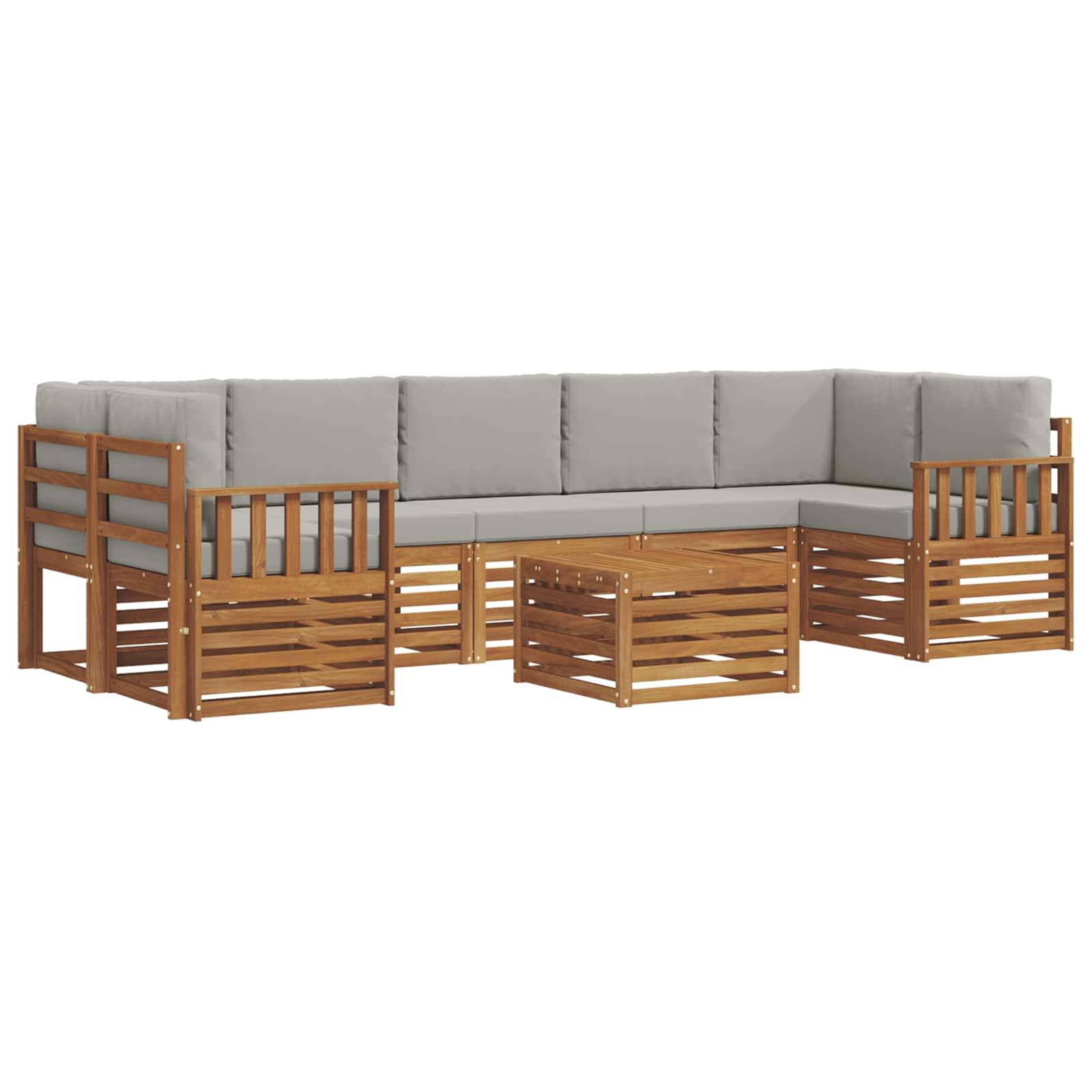 vidaXL Outdoor-Sofagarnitur mit Kissen 8 pcs Natürlich und Hellgrau