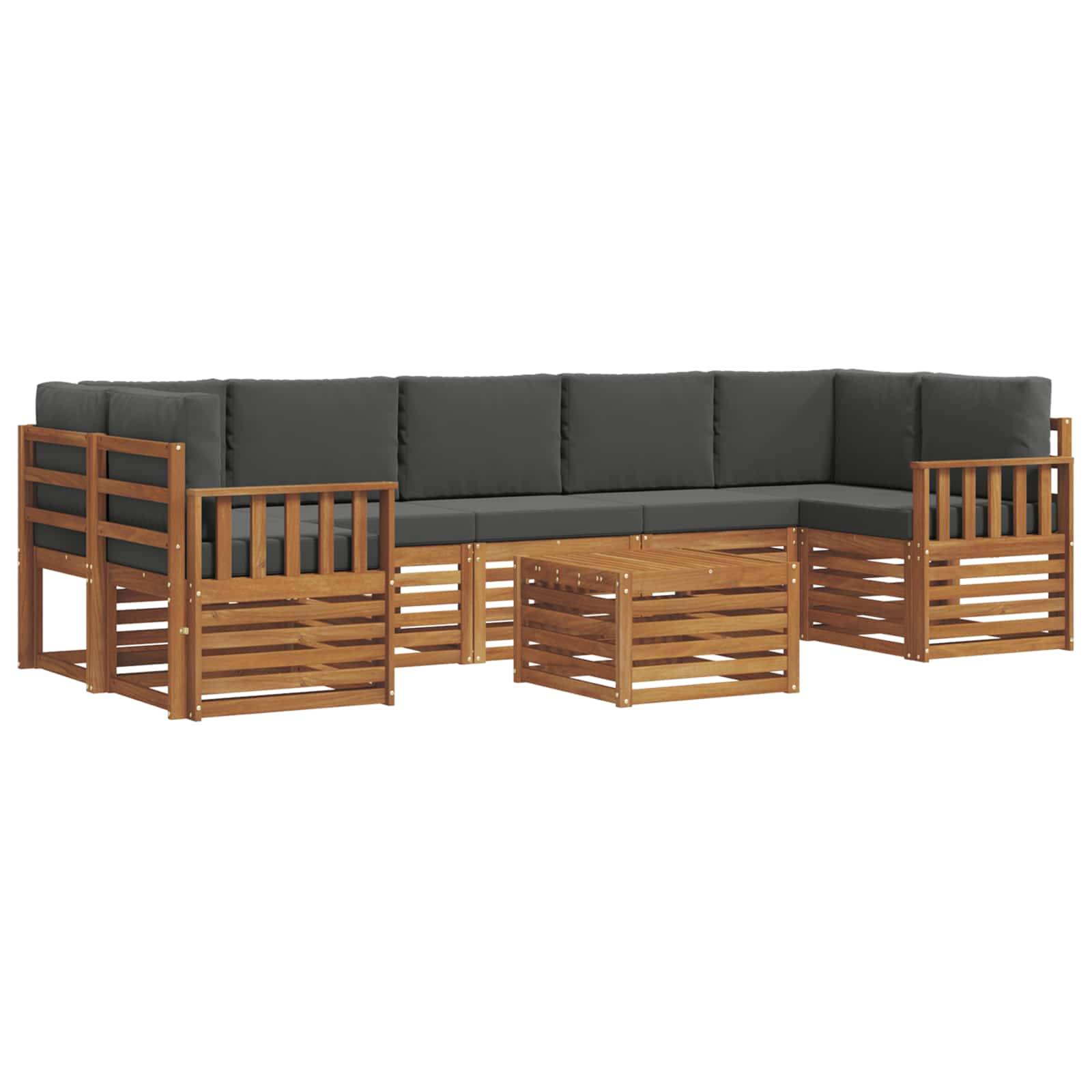 vidaXL Outdoor-Sofagarnitur mit Kissen 8 pcs Natur und Anthrazit