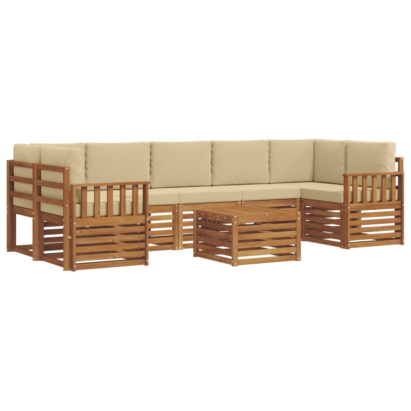 vidaXL Outdoor-Sofagarnitur 8 pcs Natur und Beige Massivholz Akazie