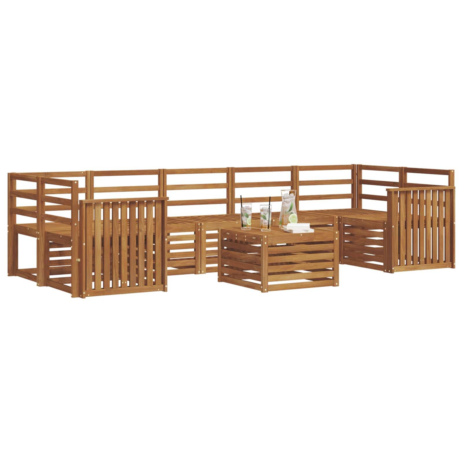 vidaXL Sofagarnituren 8 pcs Natur Massivholz Akazie
