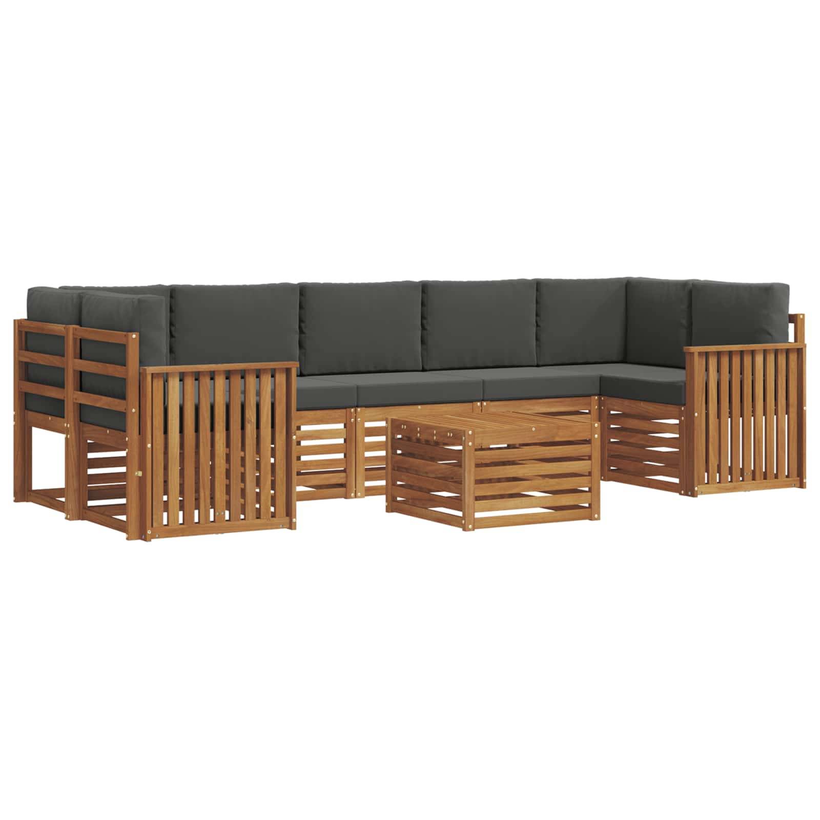 vidaXL Outdoor-Sofagarnitur mit Kissen 8 pcs Natur und Anthrazit