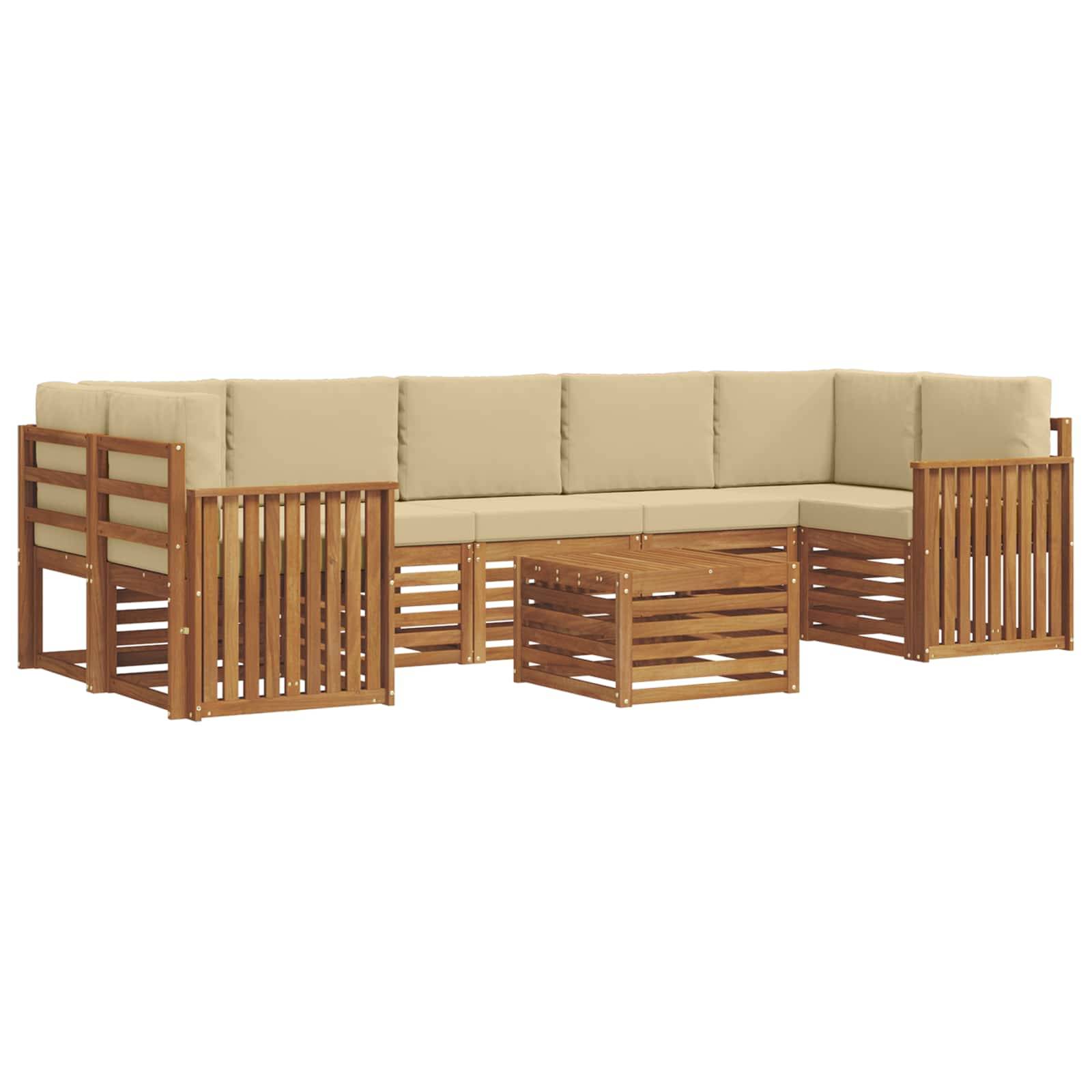 vidaXL Outdoor-Sofagarnitur 8 pcs Natur und Beige Massivholz Akazie