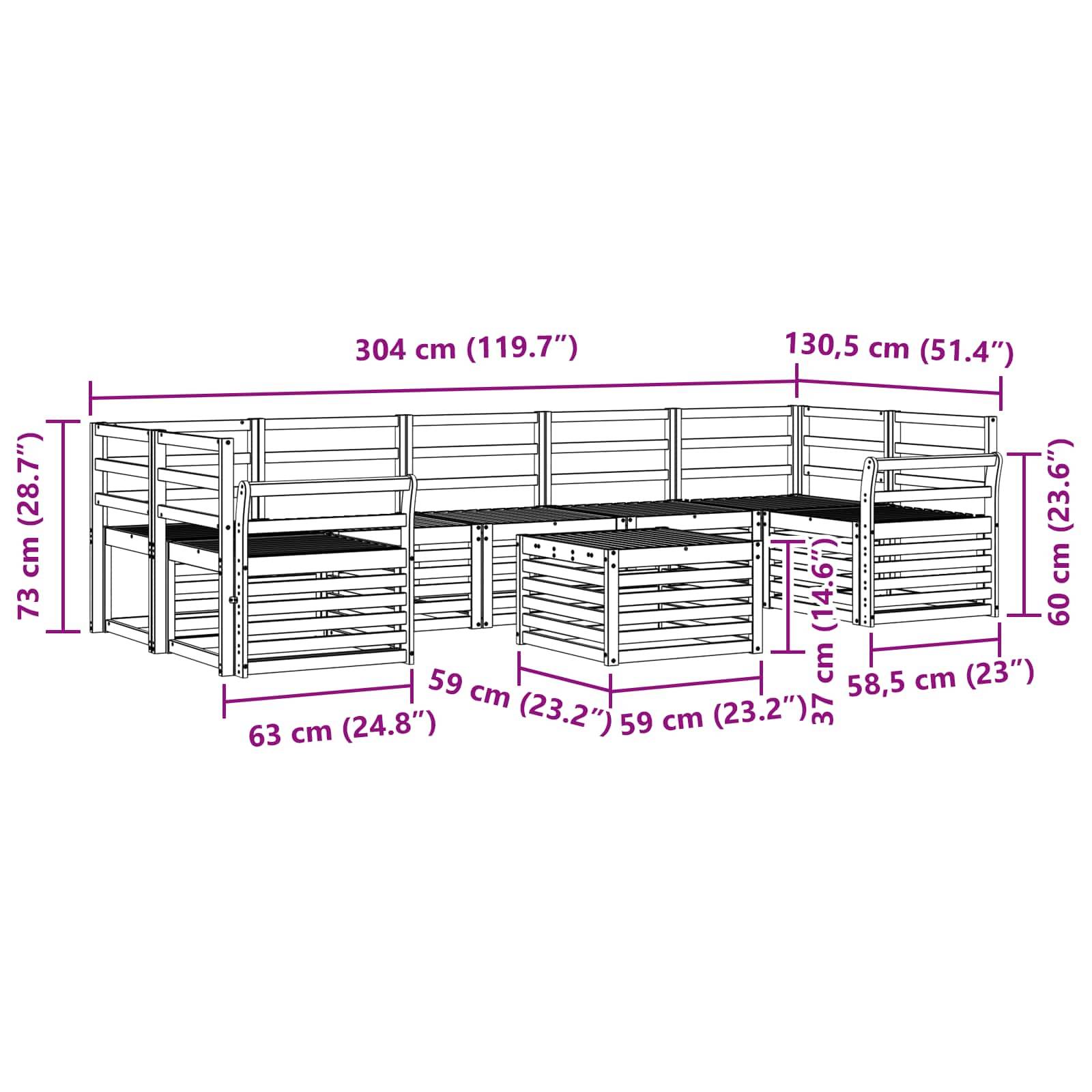 vidaXL Sofagarnituren 8 pcs Natur Massivholz Akazie