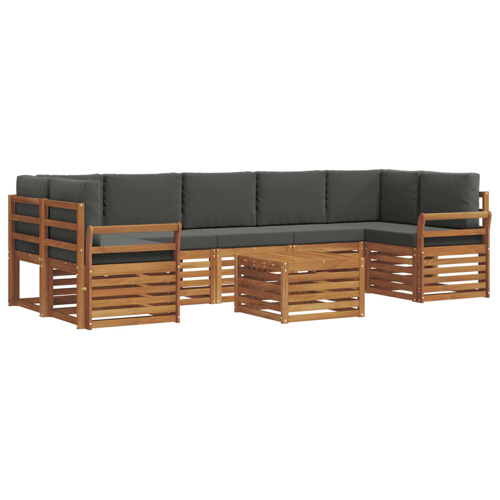 vidaXL Outdoor-Sofagarnitur mit Kissen 8 pcs Natur und Anthrazit