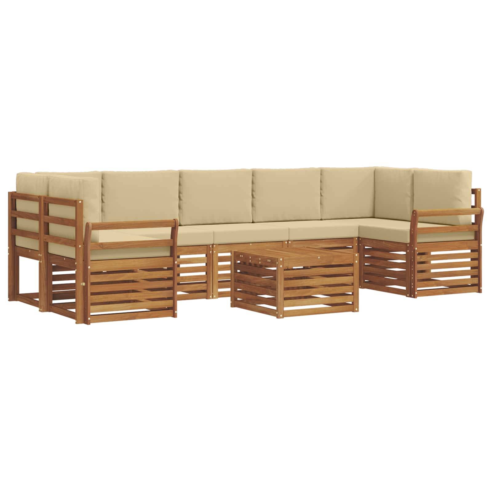 vidaXL Outdoor-Sofagarnitur 8 pcs Natur und Beige Massivholz Akazie