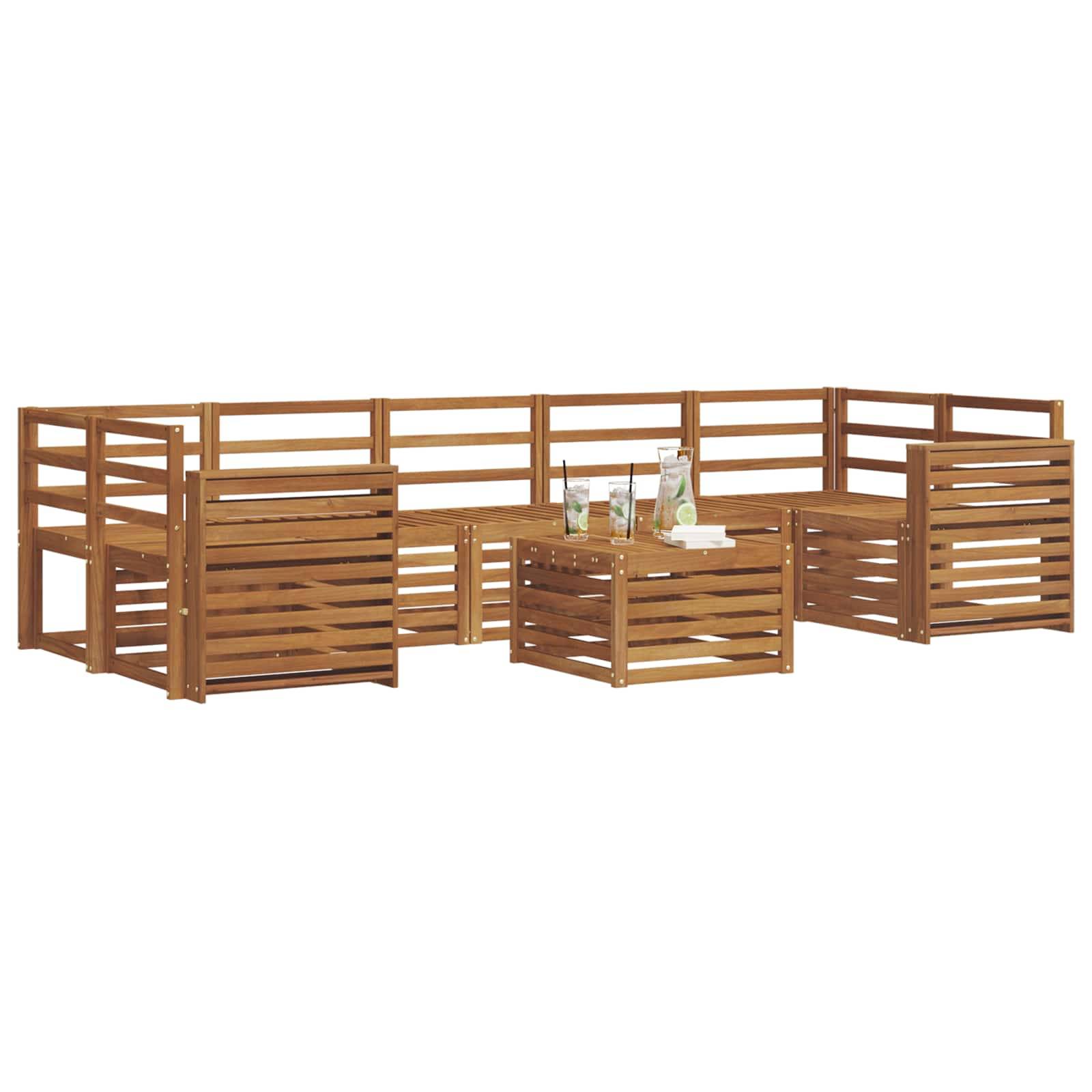 vidaXL Sofagarnituren 8 pcs Natur Massivholz Akazie