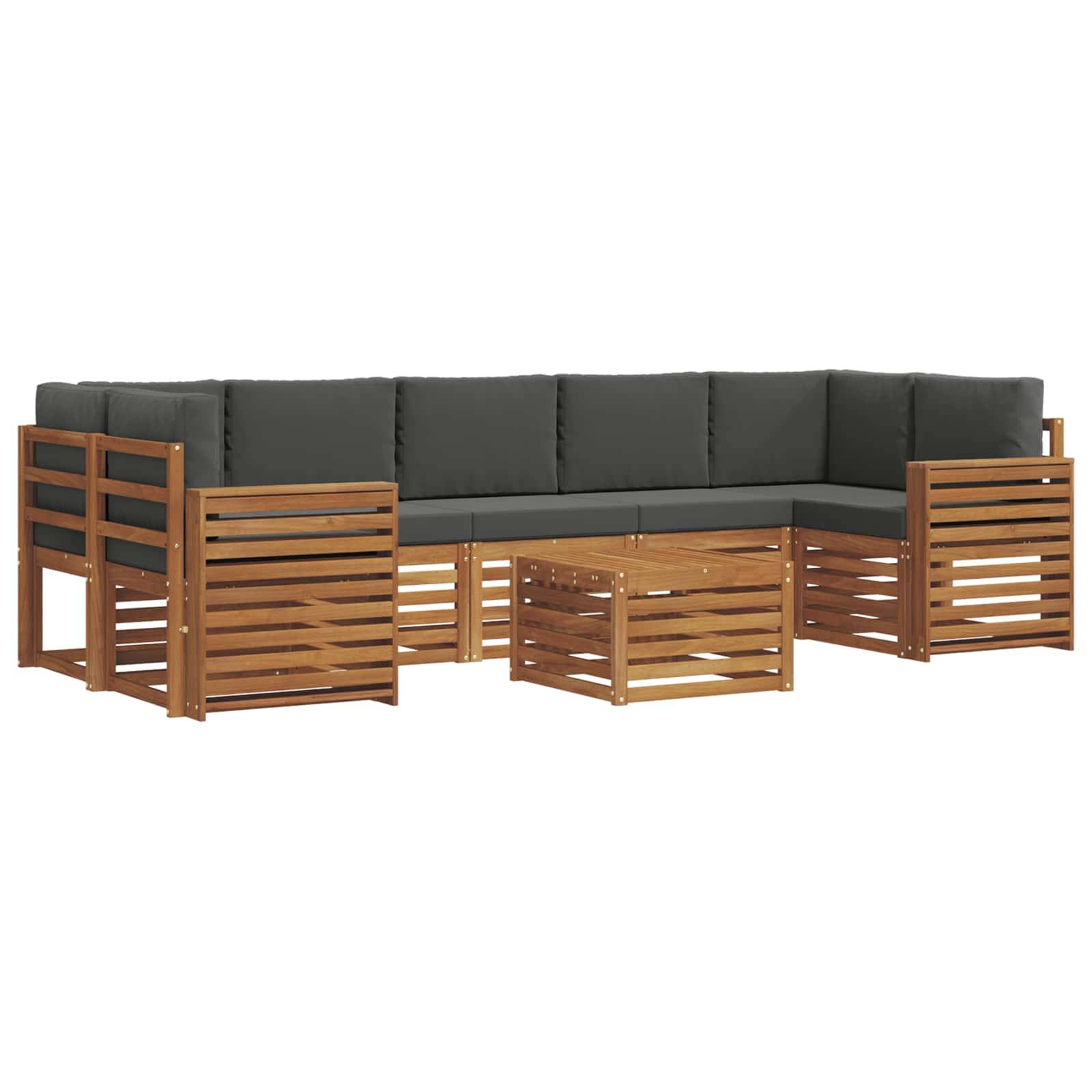 vidaXL Outdoor-Sofagarnitur mit Kissen 8 pcs Natur und Anthrazit