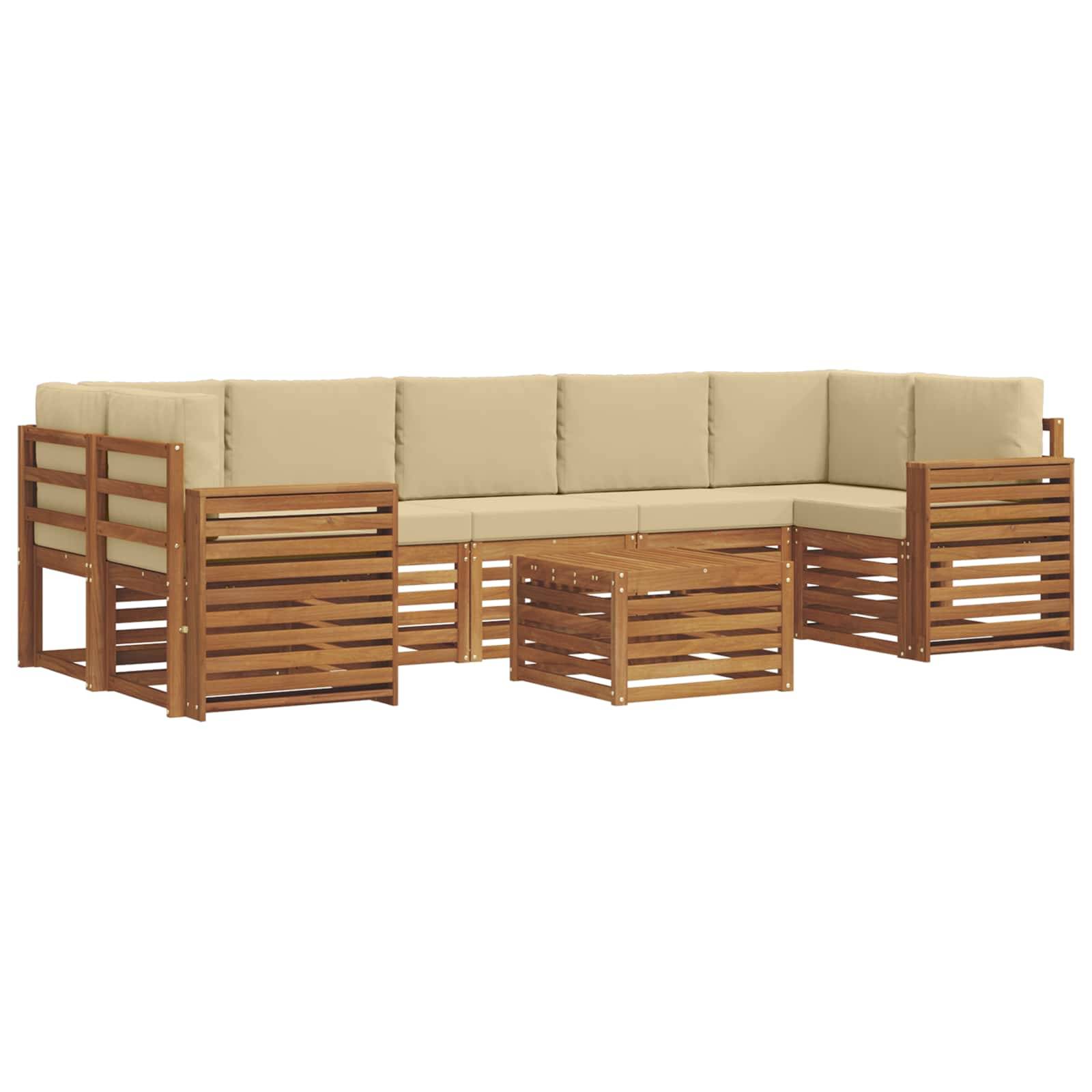 vidaXL Outdoor-Sofagarnitur 8 pcs Natur und Beige Massivholz Akazie