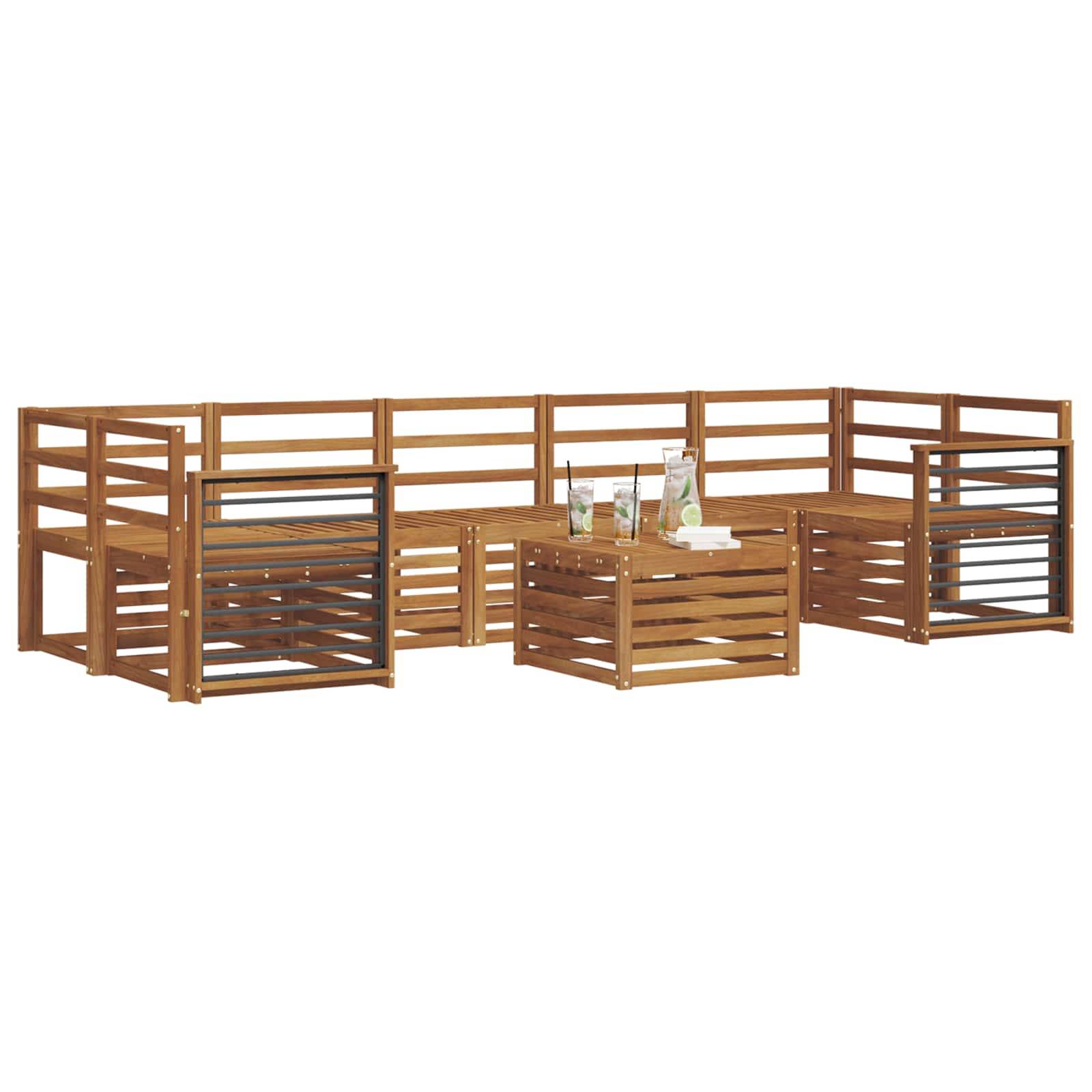 vidaXL Sofagarnituren 8 pcs Natur Massivholz Akazie