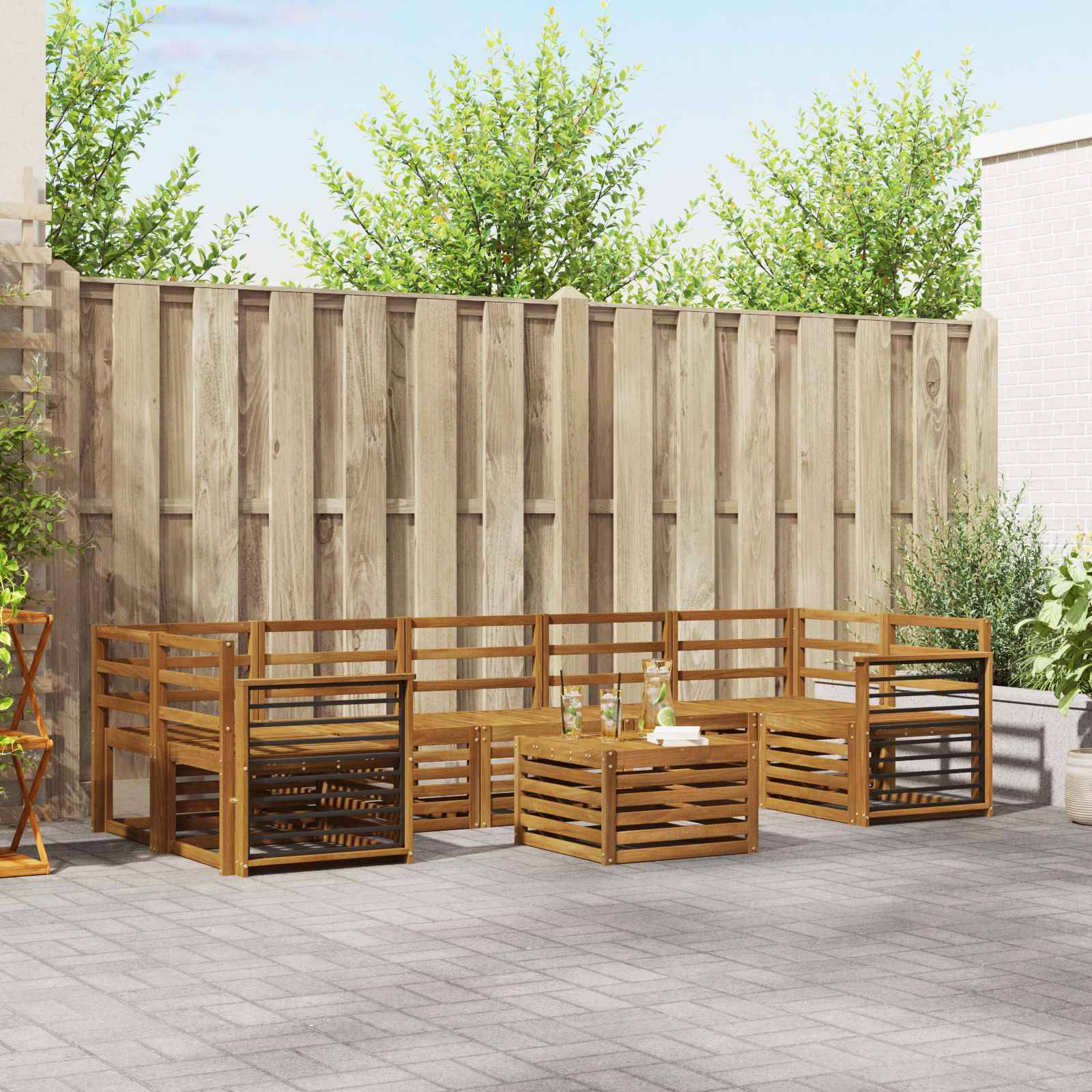 vidaXL Sofagarnituren 8 pcs Natur Massivholz Akazie