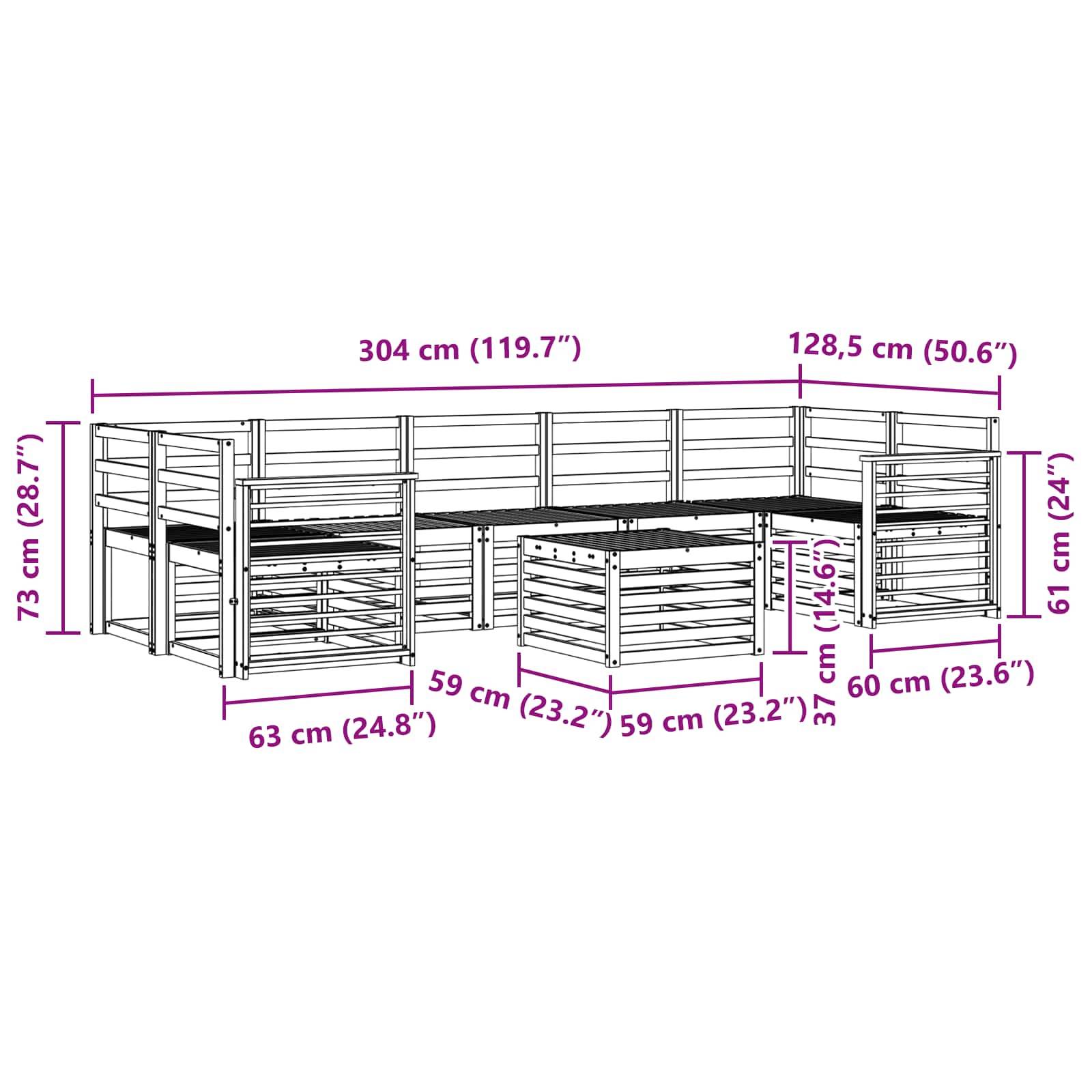 vidaXL Sofagarnituren 8 pcs Natur Massivholz Akazie