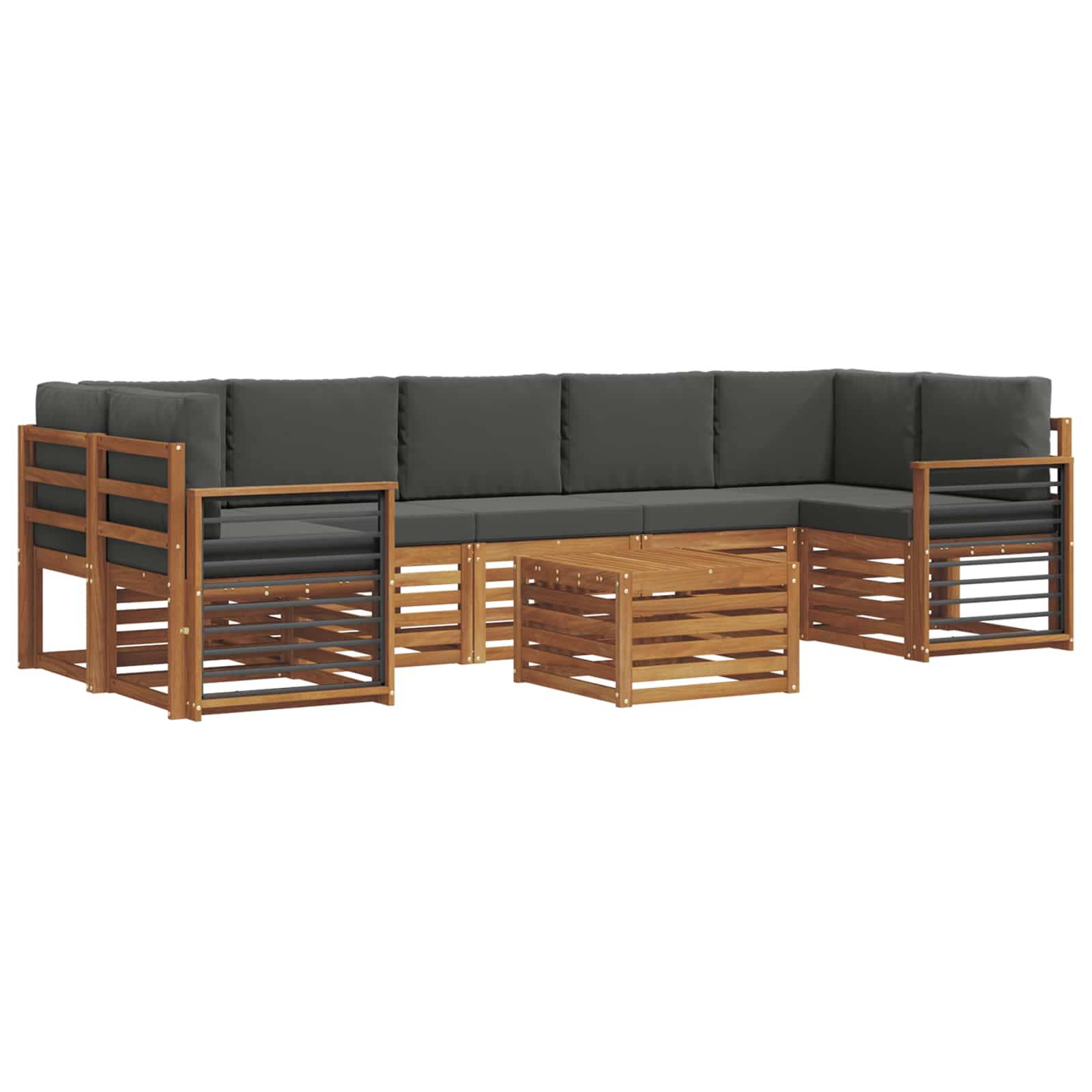 vidaXL Outdoor-Sofagarnitur mit Kissen 8 pcs Natur und Anthrazit